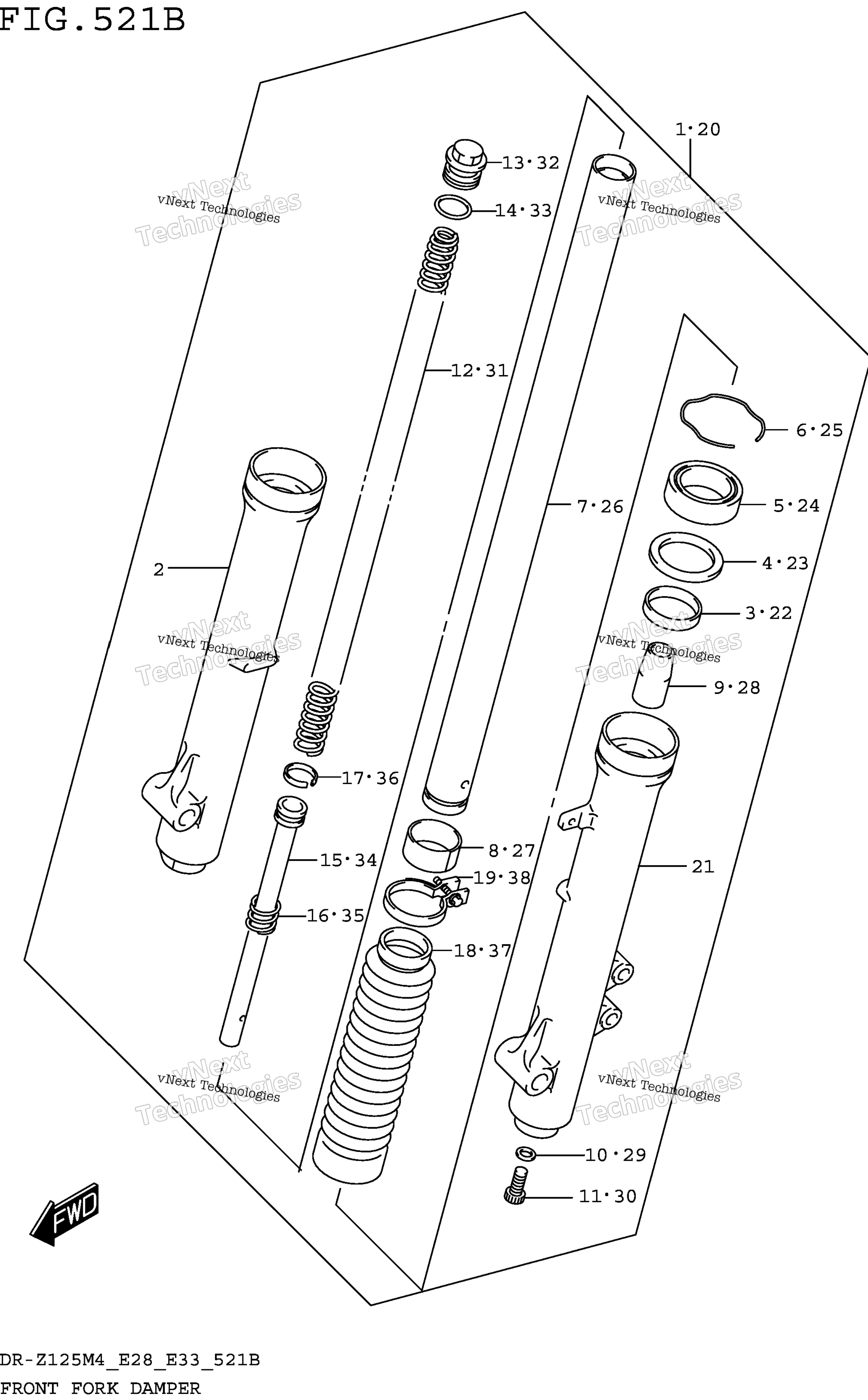 Демпфер передней вилки (Dr-Z125lm4 E28)