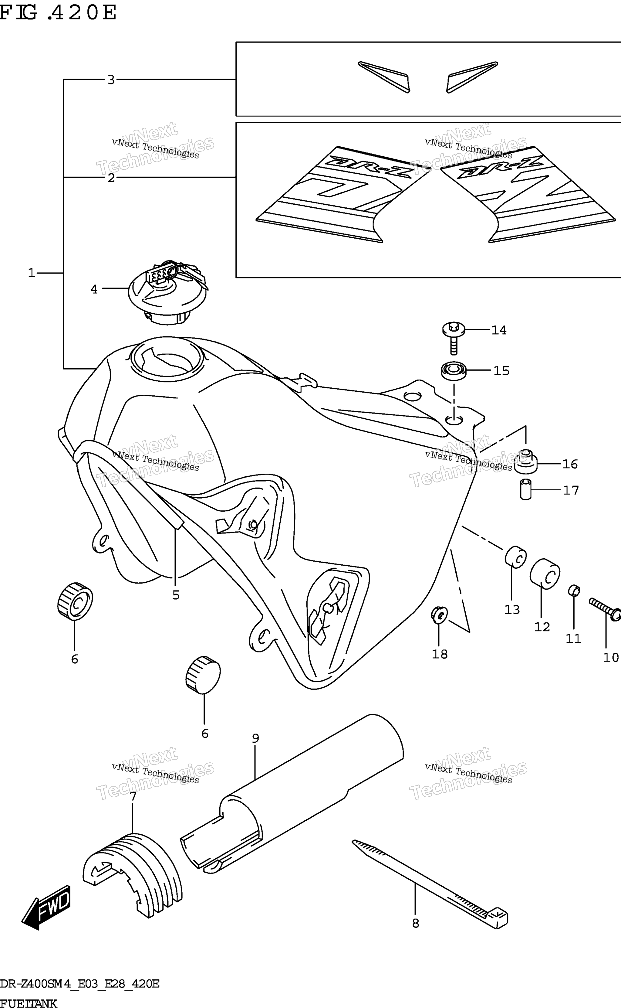 Топливный бак (Dr-Z400sm:E33)(See Note 1)