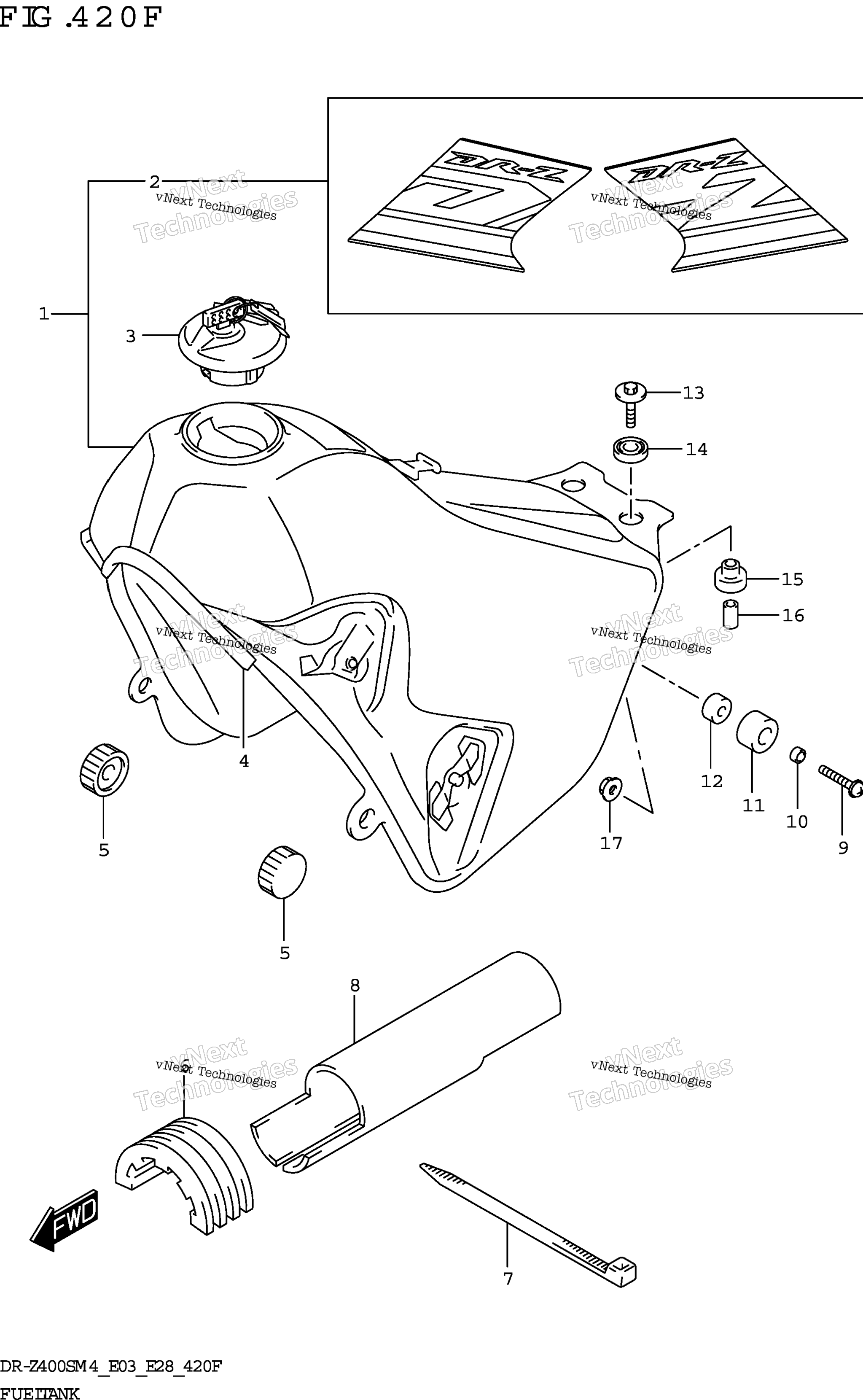 Топливный бак (Dr-Z400sm:E33)(Cks)