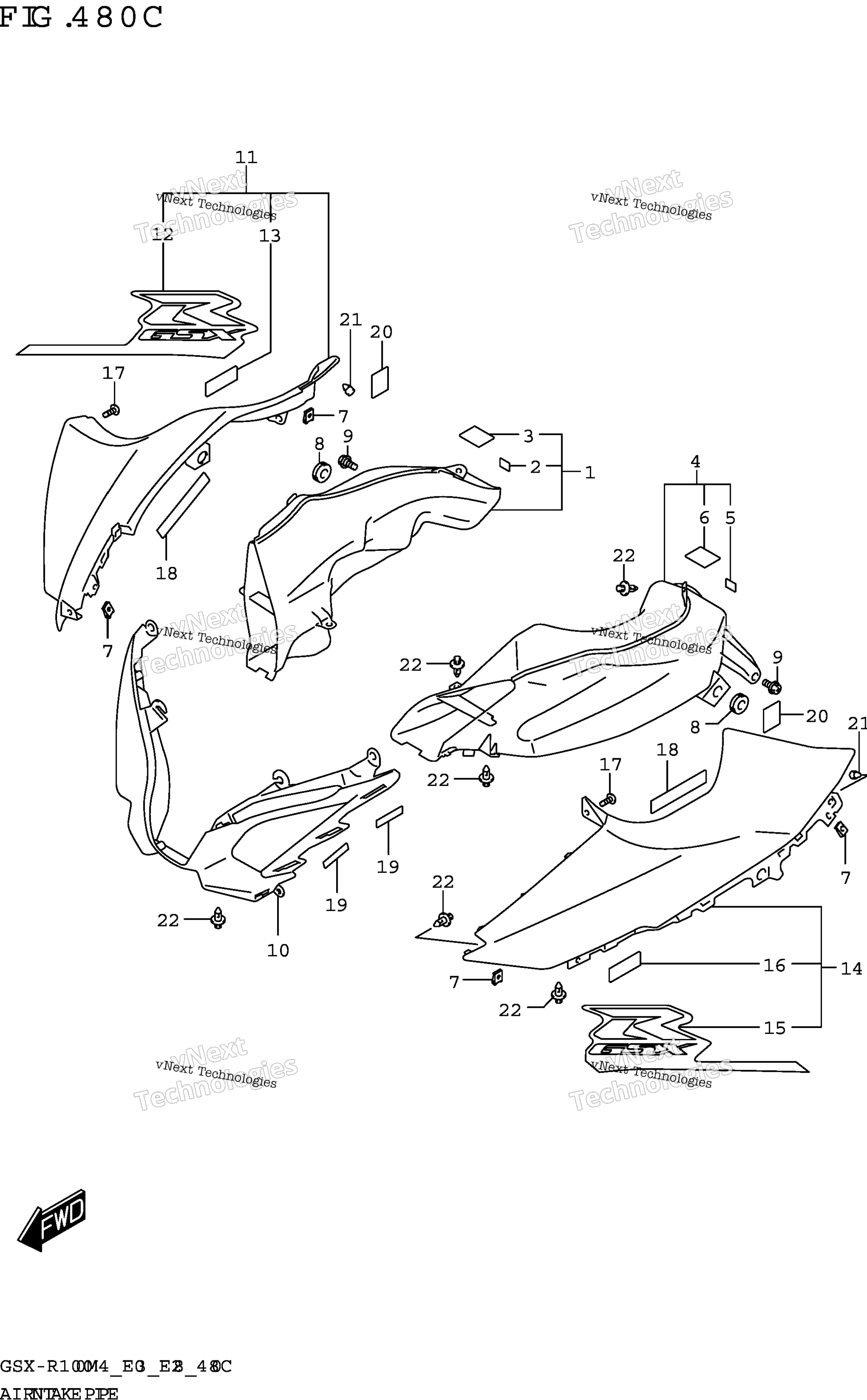Воздушный впуск трубка (Gsx R1000rza)