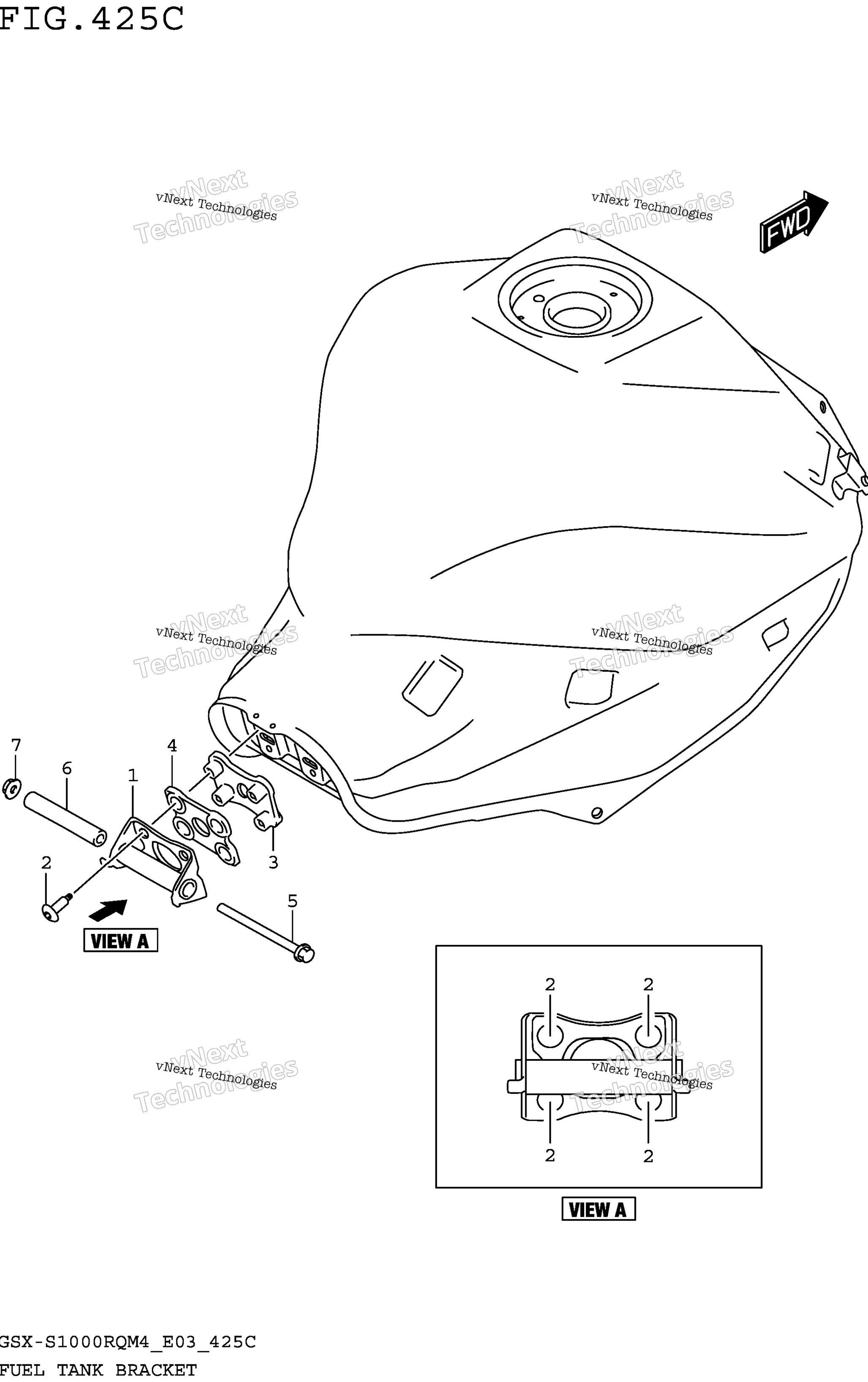 Топливный бак Bracket (Gsx-S1000rqm4 E33)