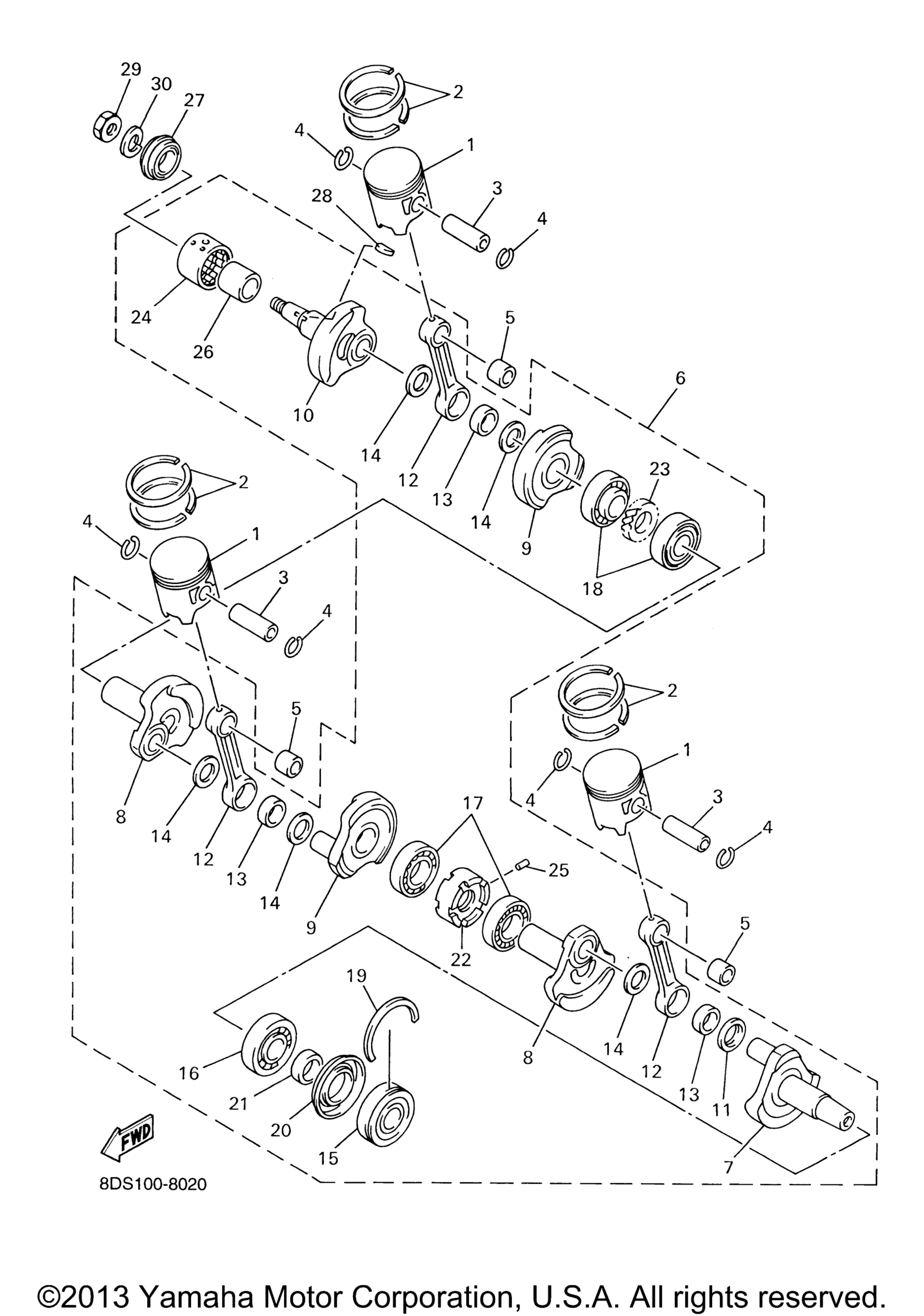 Коленвал и поршни