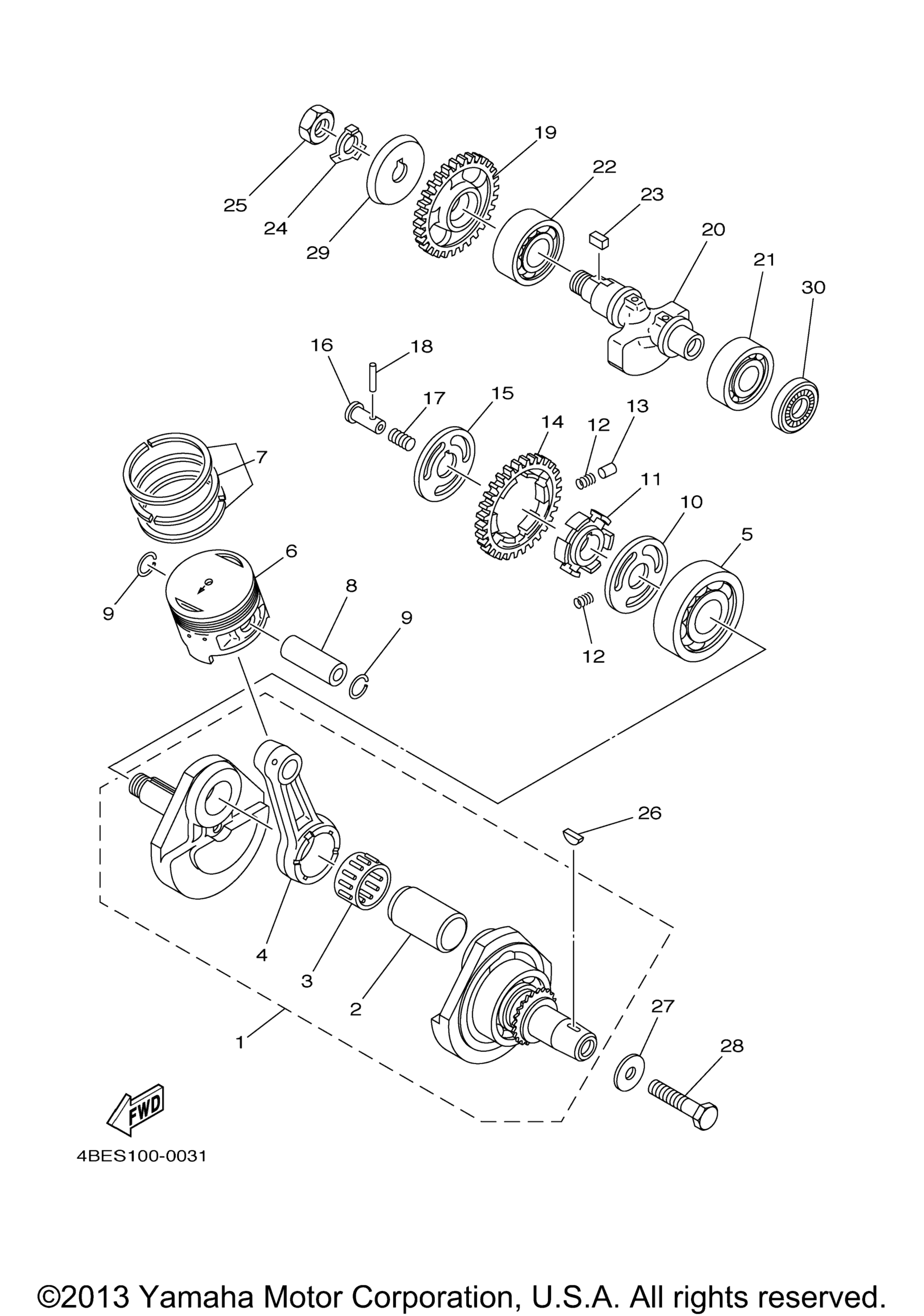 Коленвал и поршни
