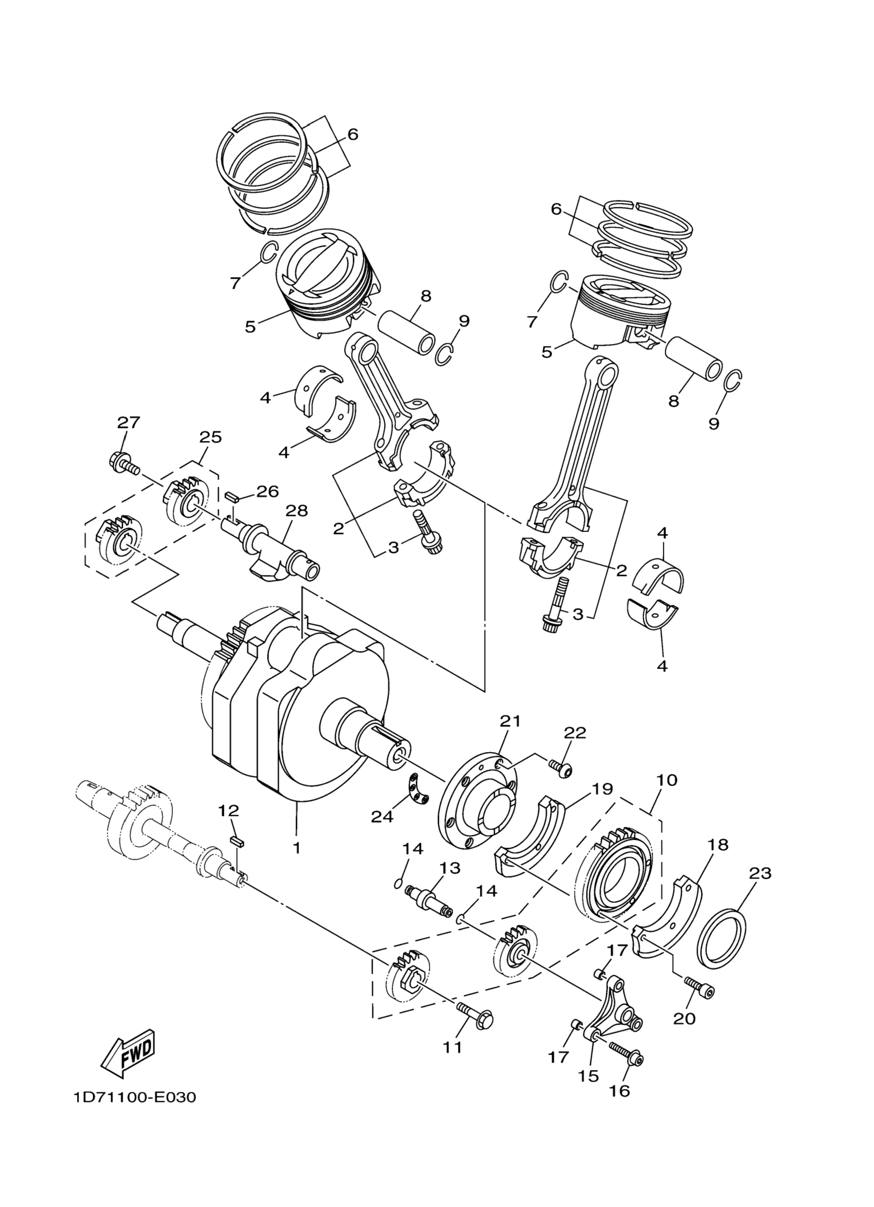 Коленвал и поршни