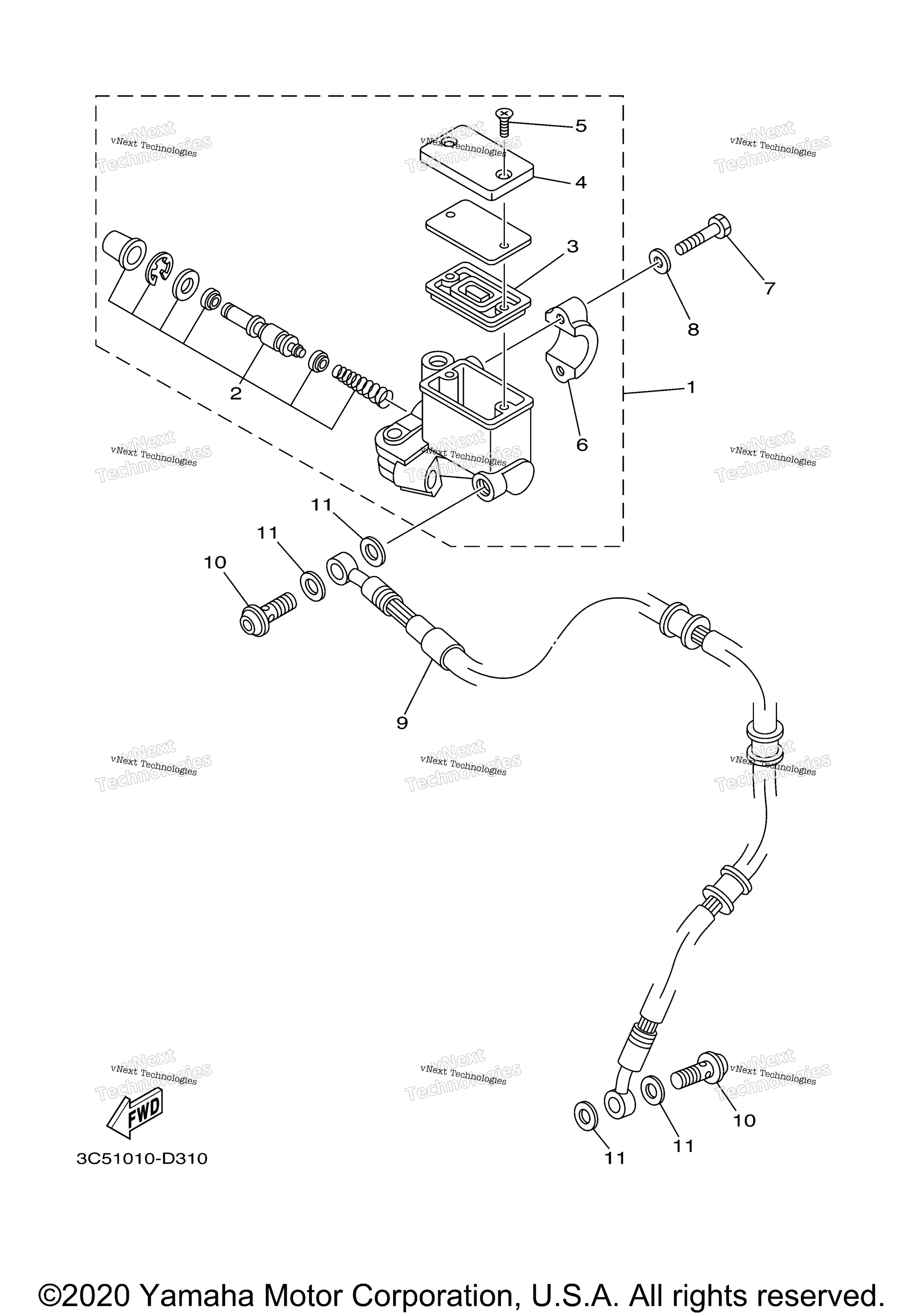 Передний главный цилиндр тормоза