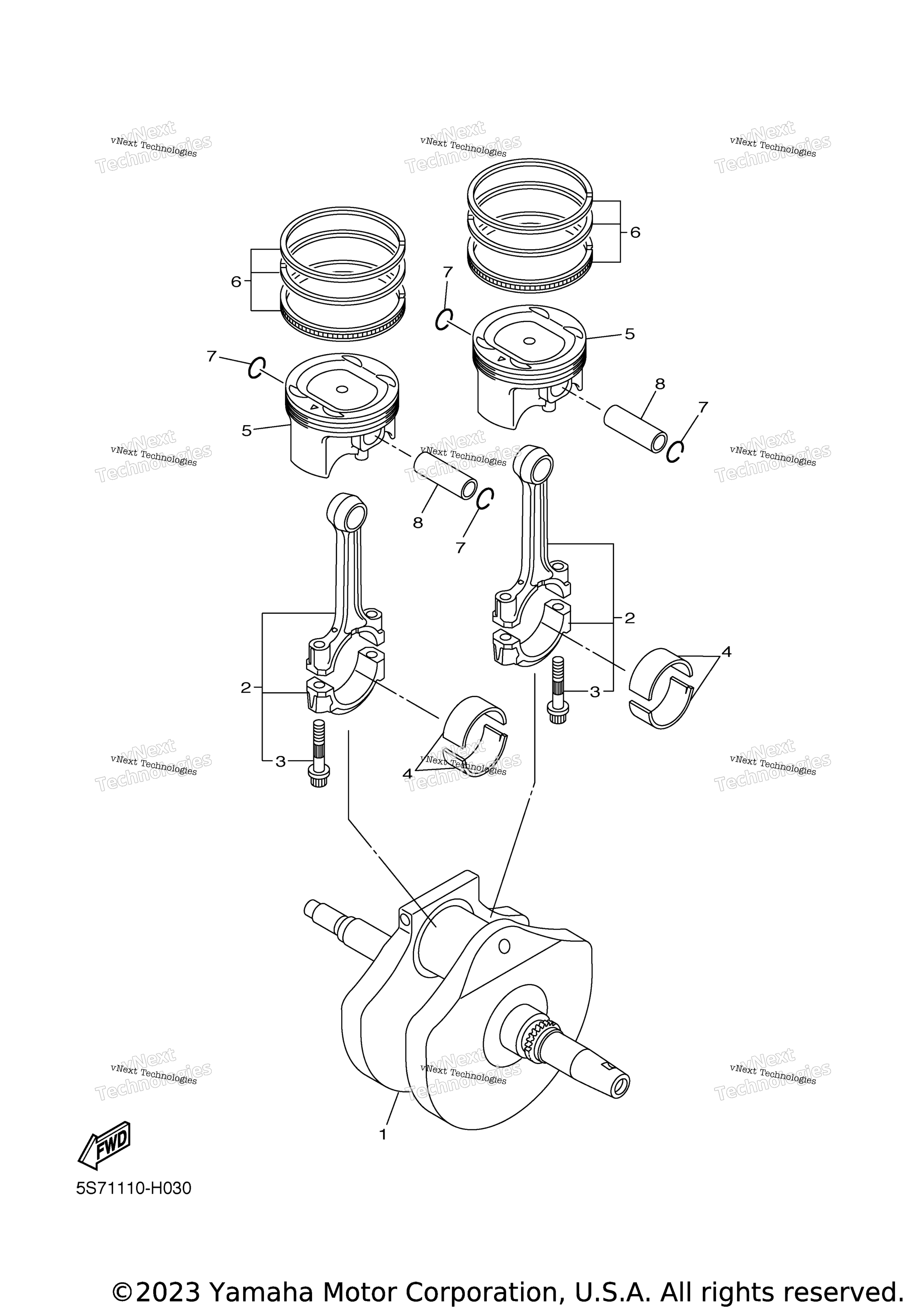 Коленвал и поршни