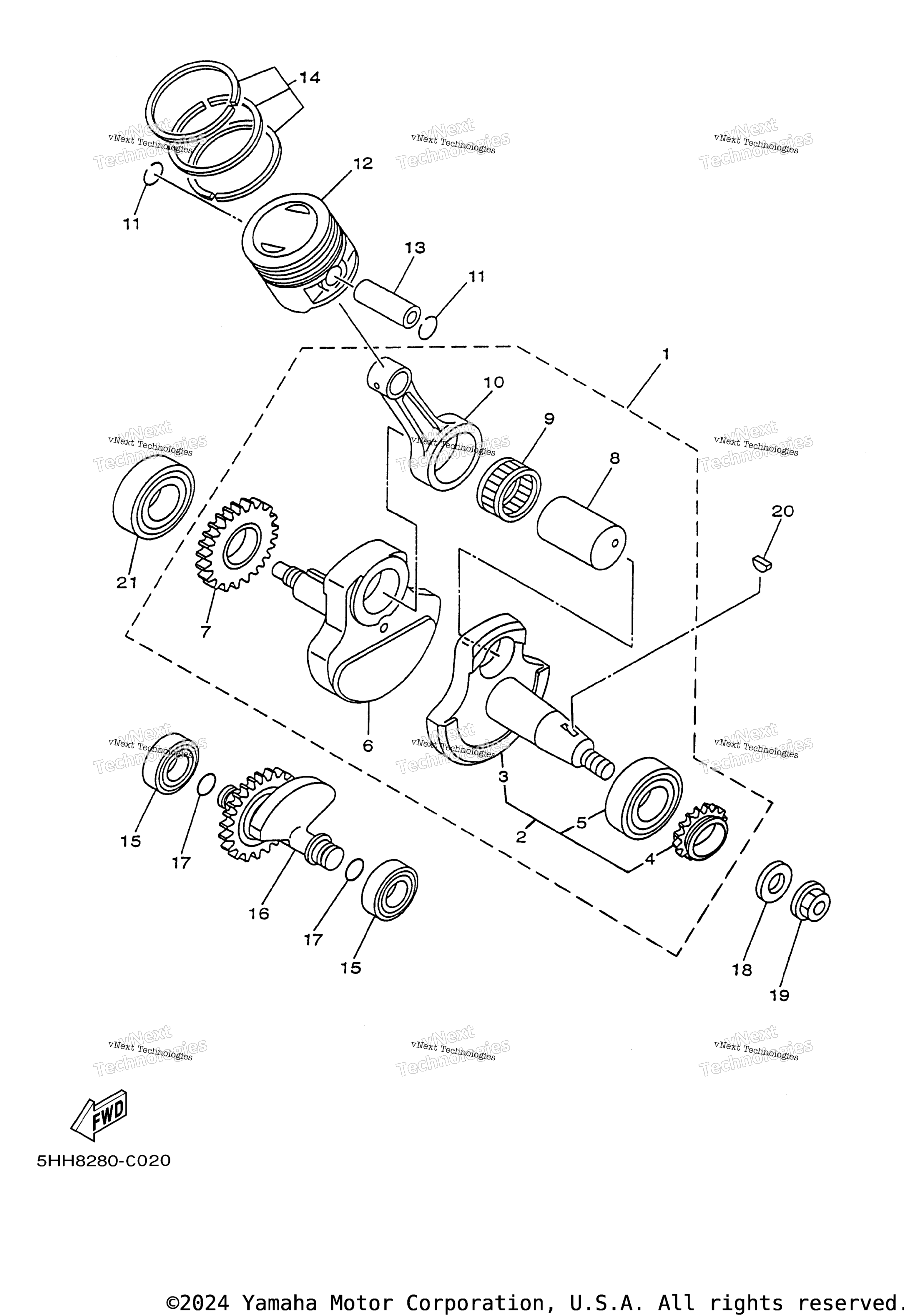 Коленвал и поршни