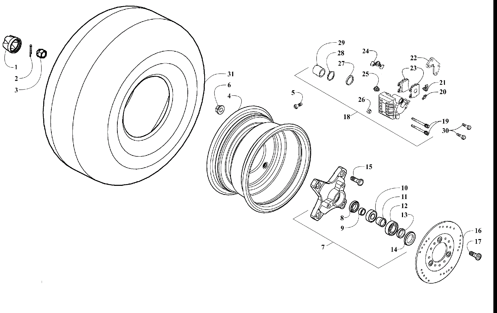 Передняя часть WHEELS AND BRAKE ASSEMBLY [303371]