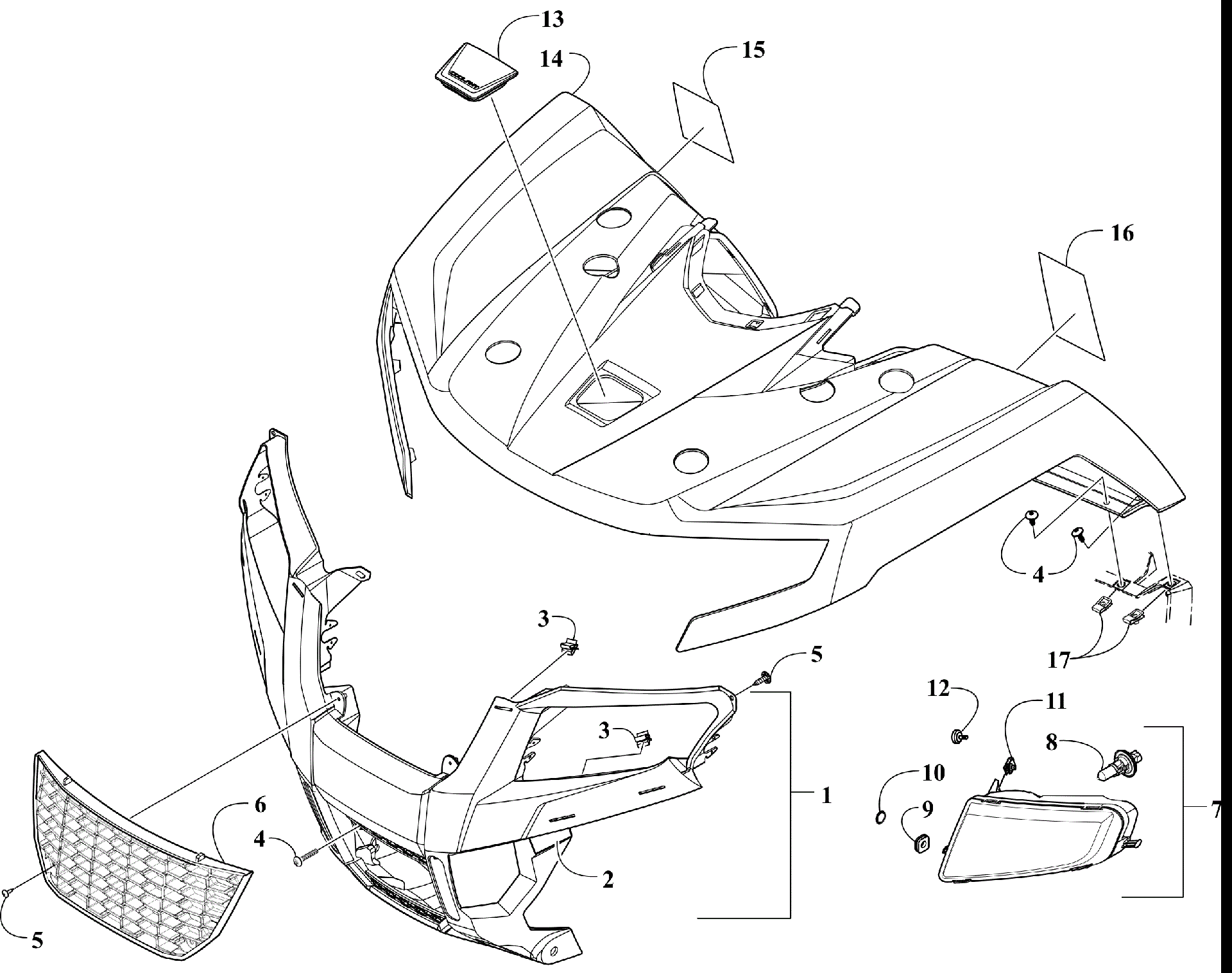 Передняя часть BODY PANEL AND HEADLIGHT ASSEMBLIES [303184]