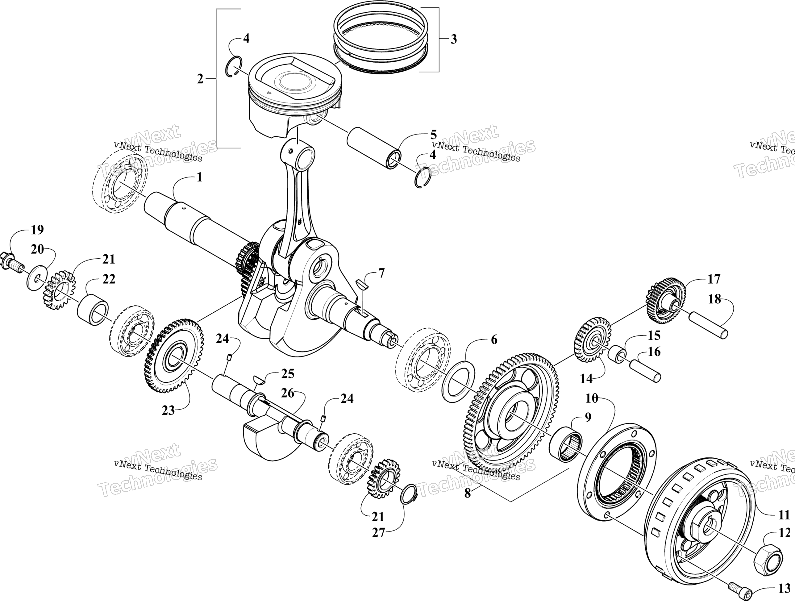 Коленчатый вал Balancer And Starter Gear Assemblies