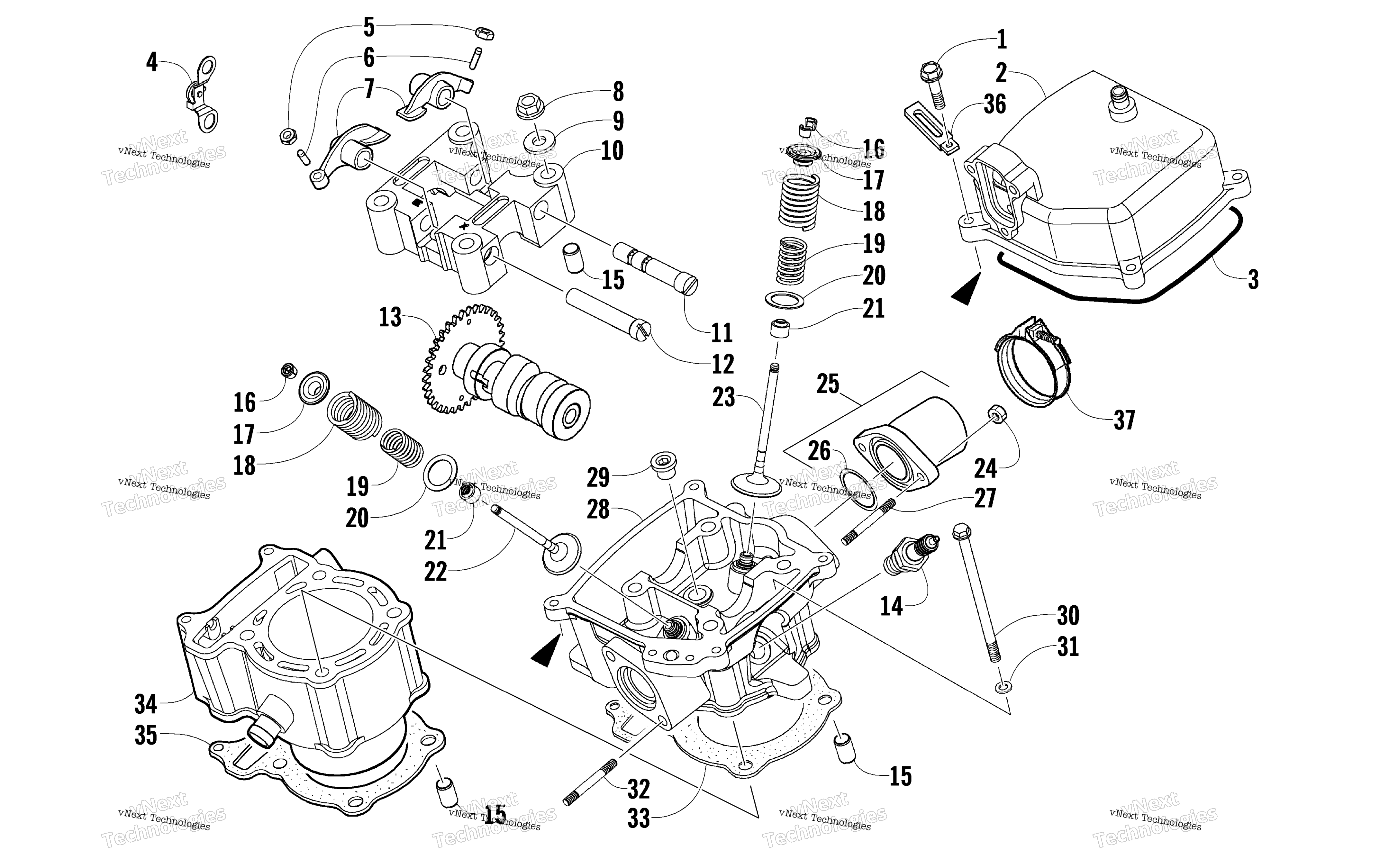 Цилиндр Head And Camshaft/Valve Assembly