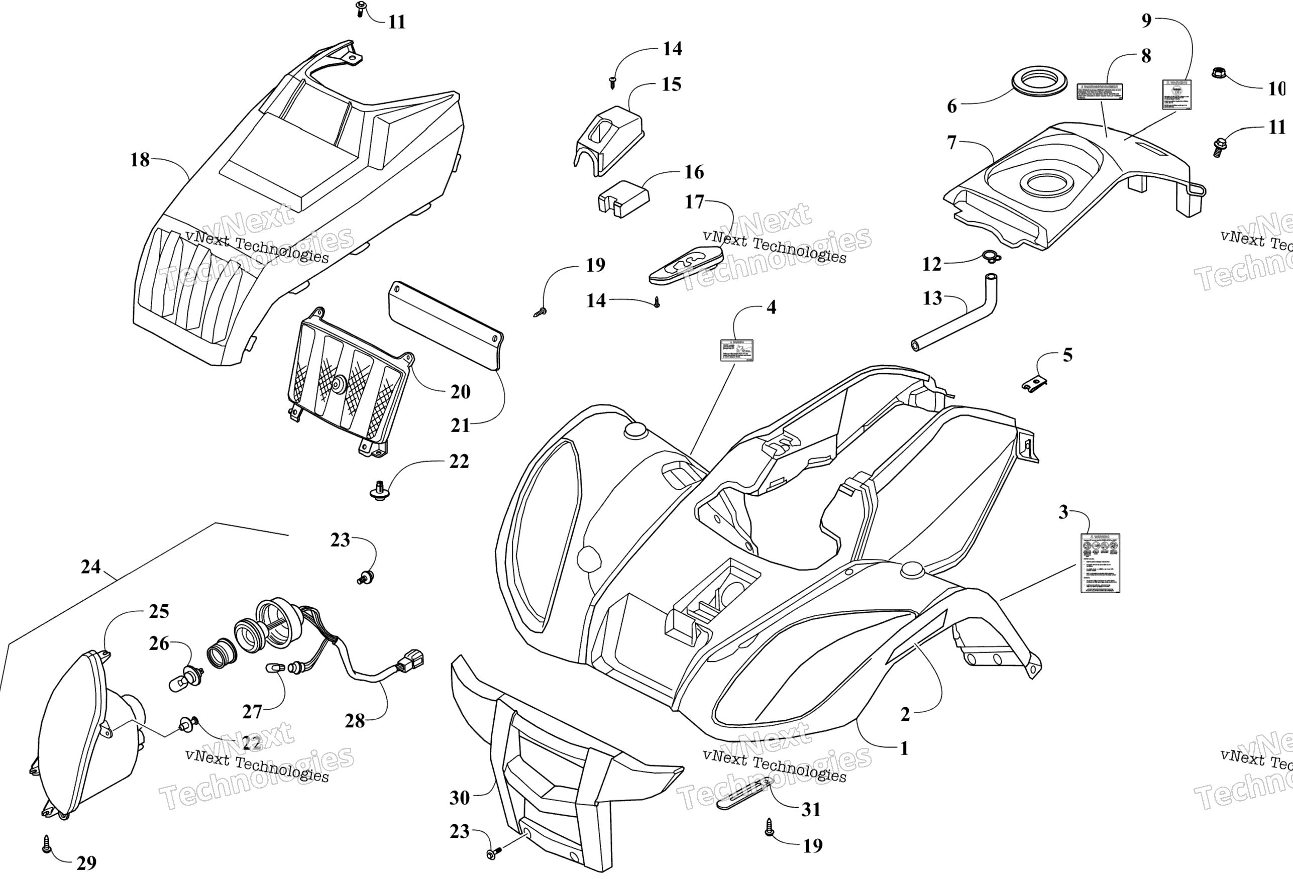 Передняя часть Body Panel And Headlight Assemblies