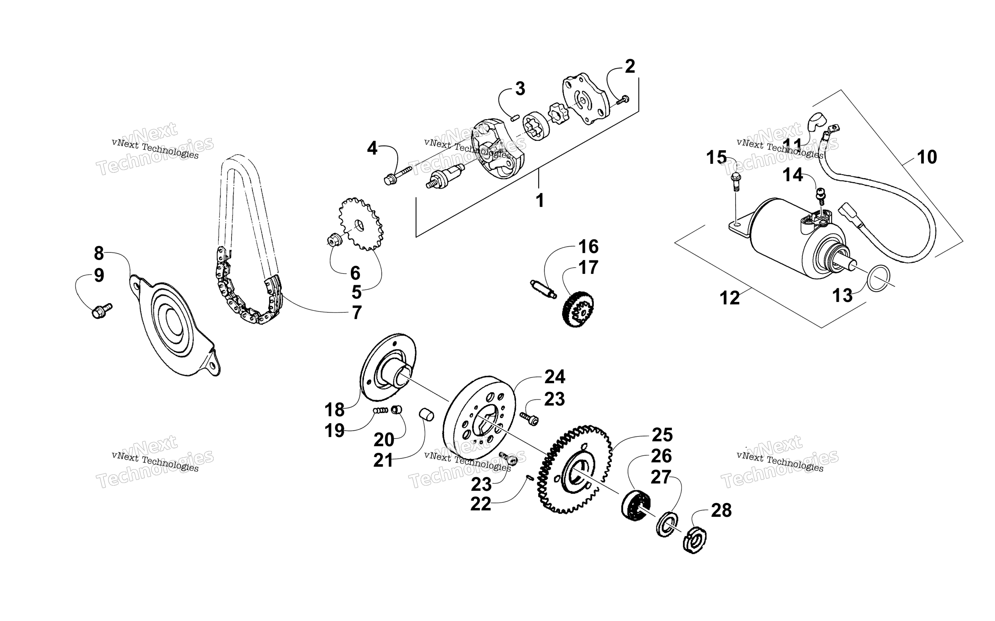 Стартер Motor And Oil Pump Assembly