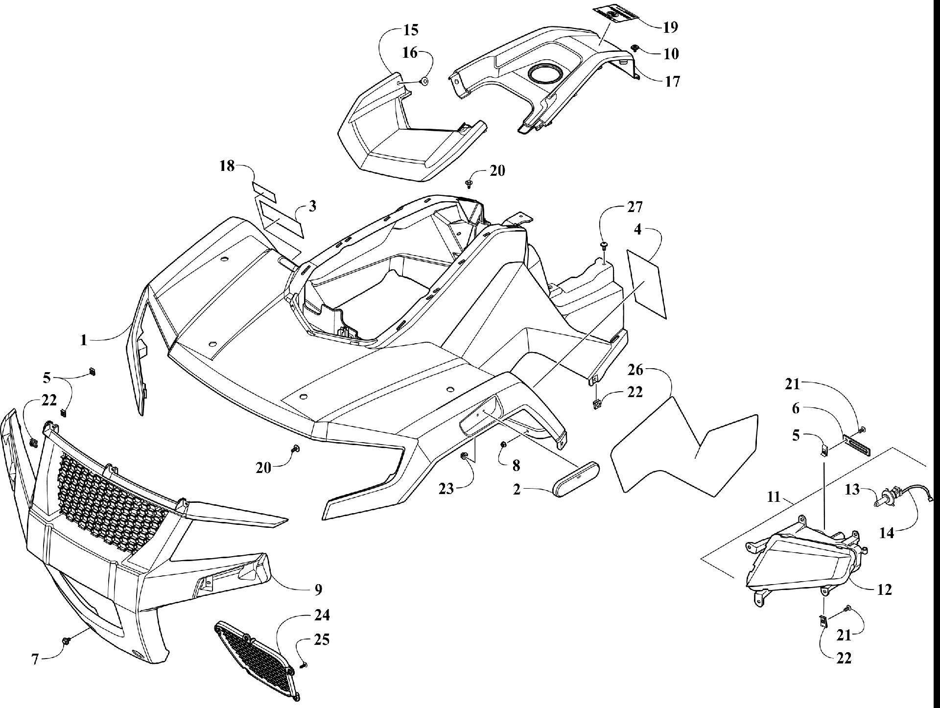 Передняя часть BODY AND HEADLIGHT ASSEMBLY [302198]
