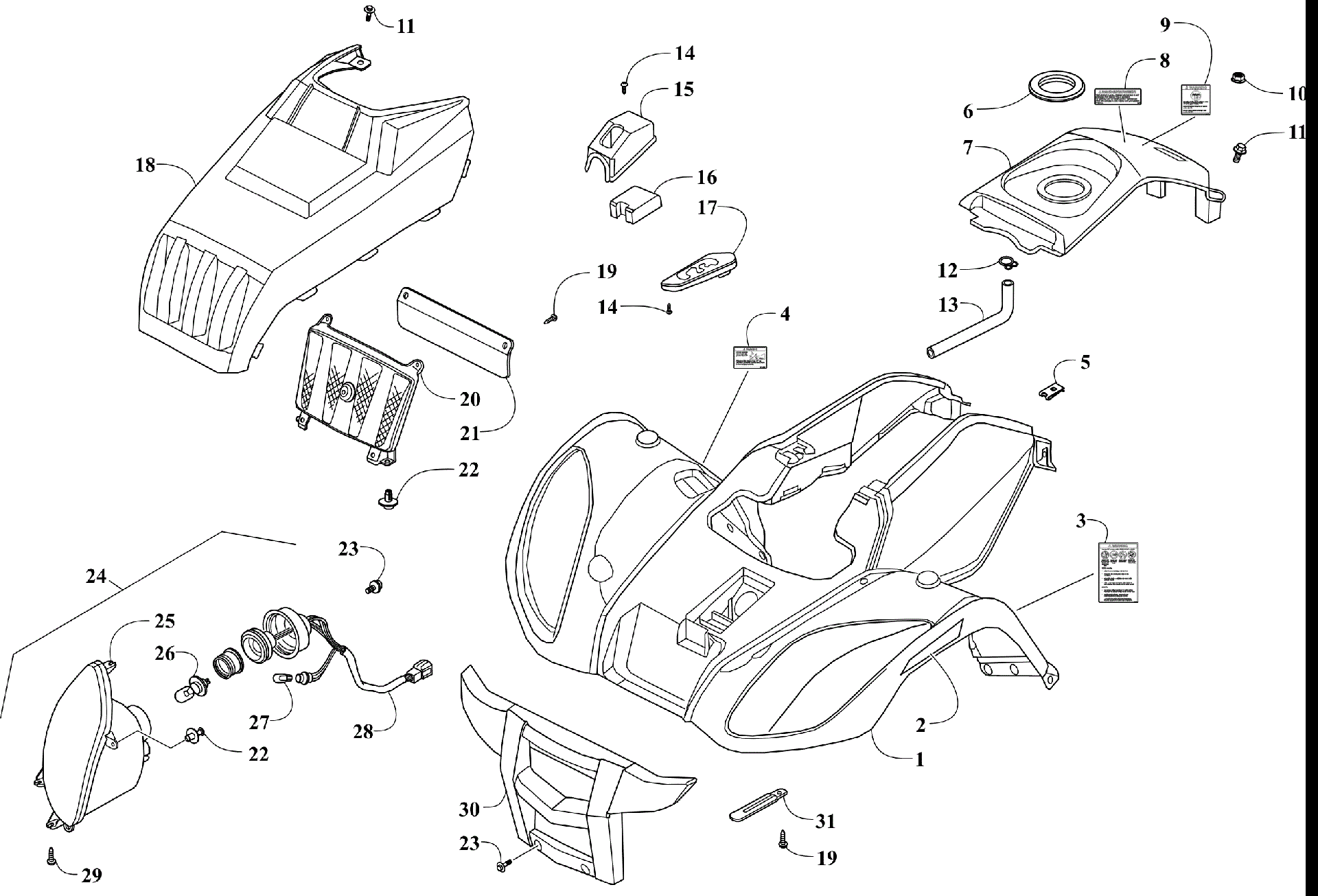 Передняя часть BODY PANEL AND HEADLIGHT ASSEMBLIES [302214]