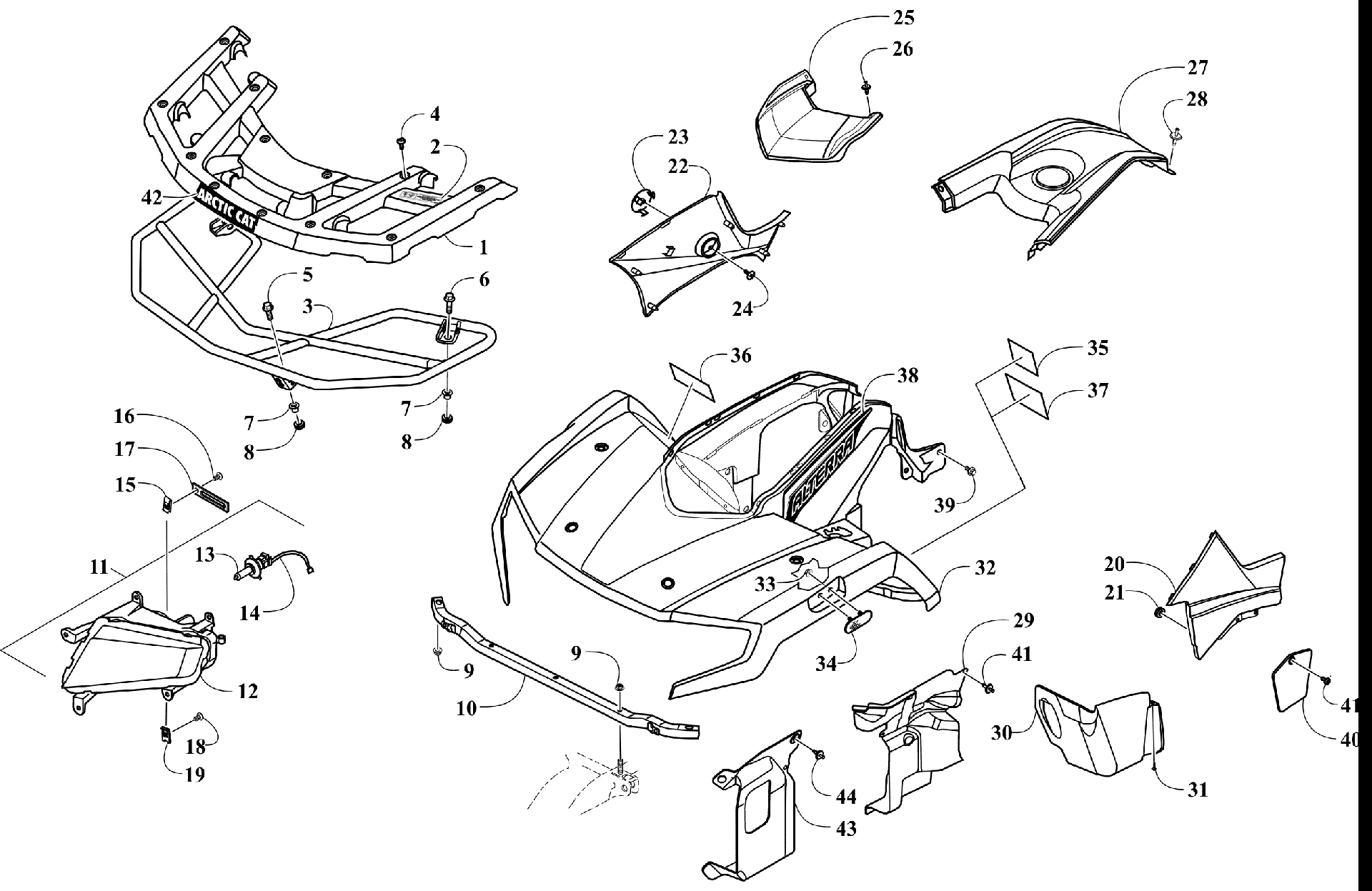 Передняя часть BODY, RACK, AND HEADLIGHT ASSEMBLY [302340]
