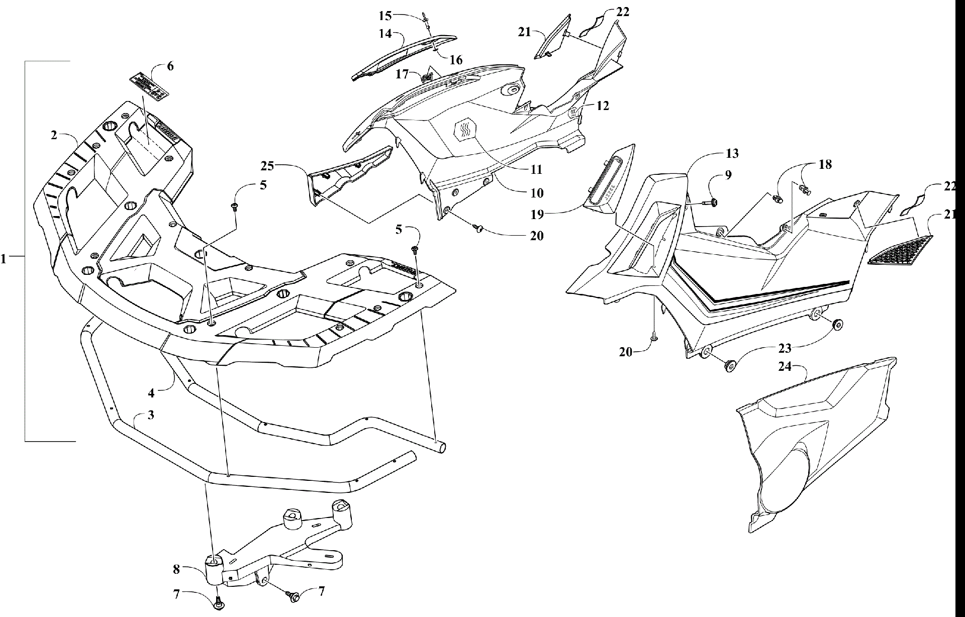 Передняя часть RACK AND SIDE PANEL ASSEMBLIES [302811]