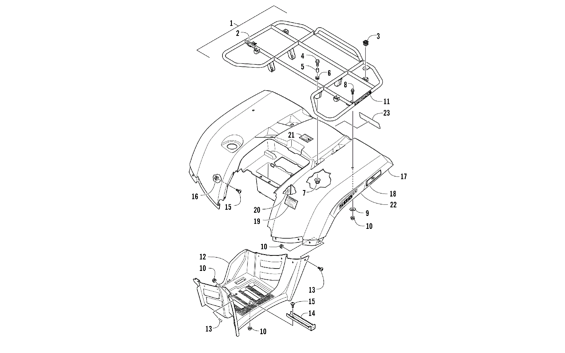 задний RACK, кузов PANEL, и FOOTWELL ASSEMBLIES [301722]