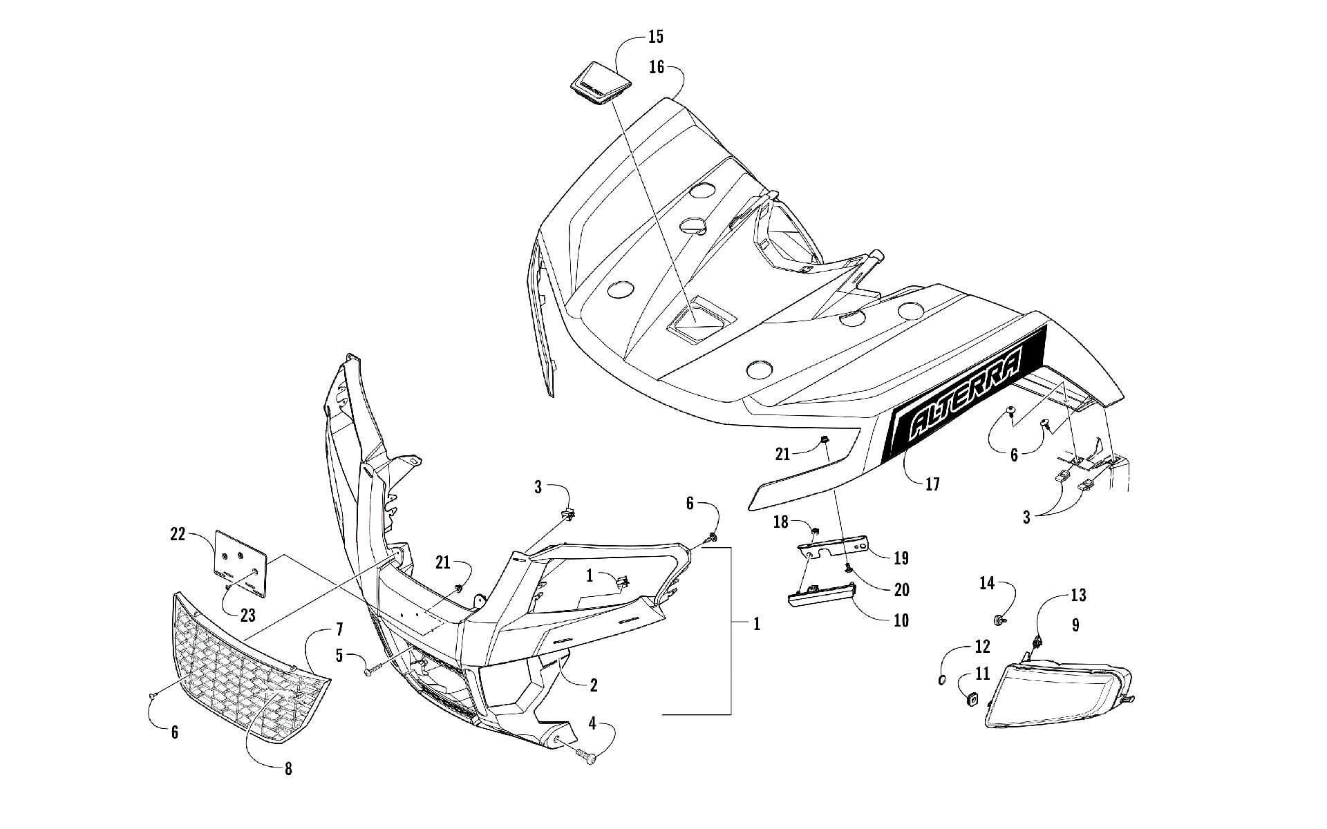 Передняя часть BODY PANEL AND HEADLIGHT ASSEMBLIES [104816]