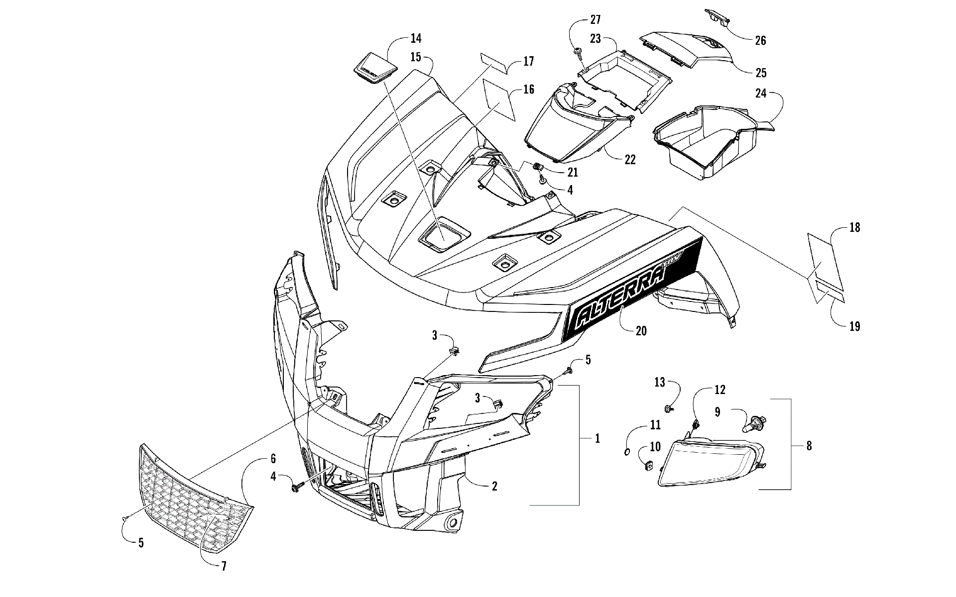 Передняя часть BODY PANEL AND HEADLIGHT ASSEMBLIES [301875]