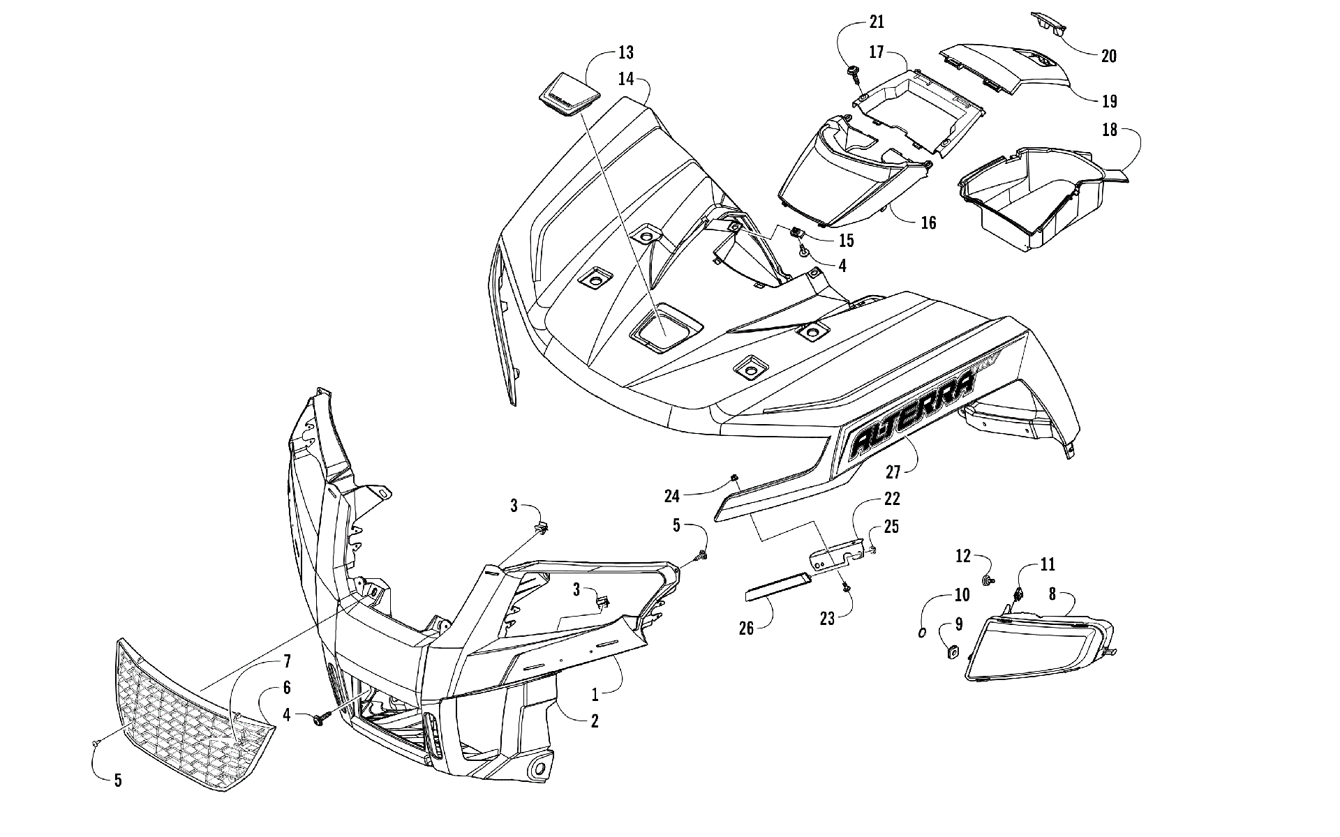 Передняя часть BODY PANEL AND HEADLIGHT ASSEMBLIES [301975]