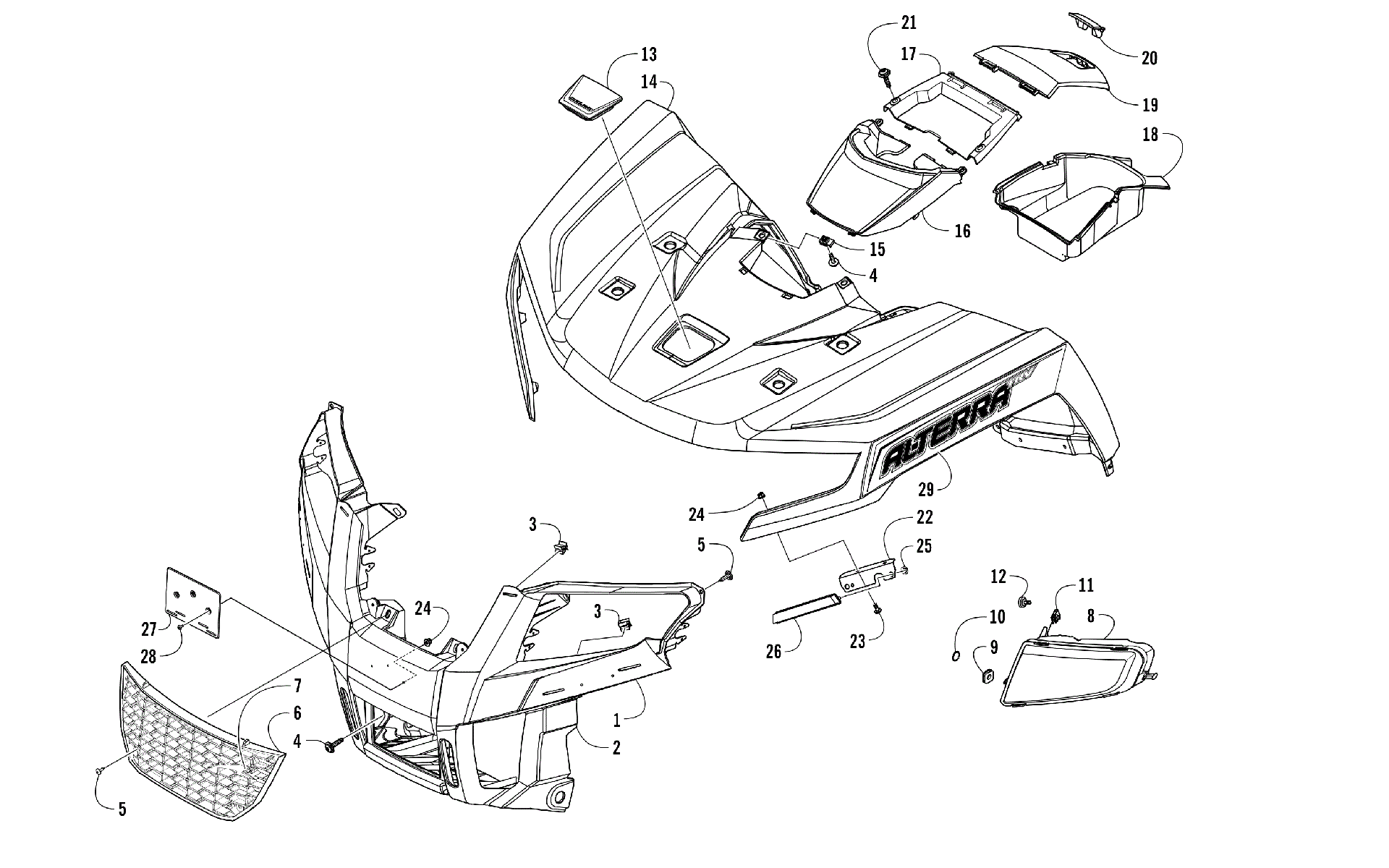 Передняя часть BODY PANEL AND HEADLIGHT ASSEMBLIES [302025]