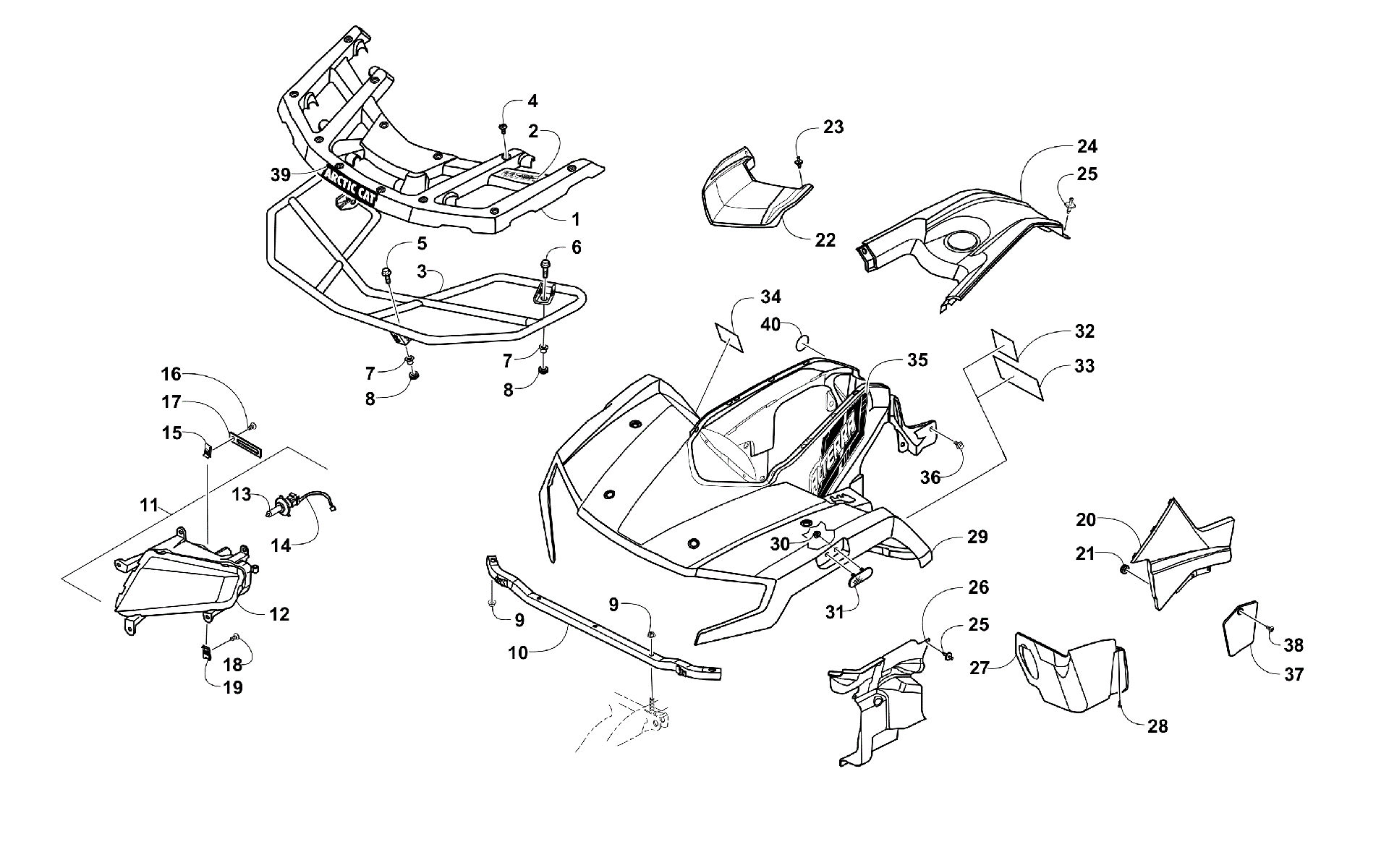 Передняя часть BODY, RACK, AND HEADLIGHT ASSEMBLY [301431]