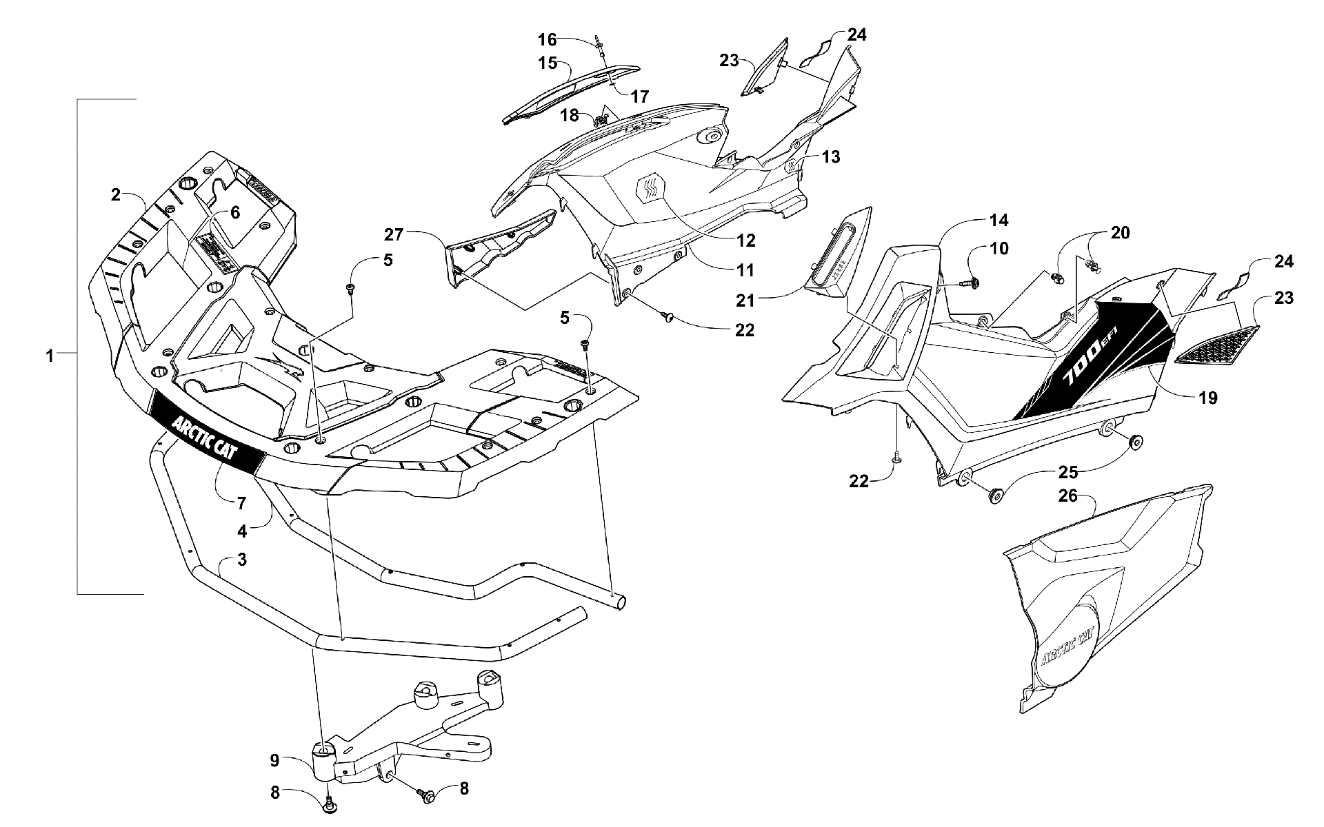 Передняя часть RACK AND SIDE PANEL ASSEMBLIES [301374]