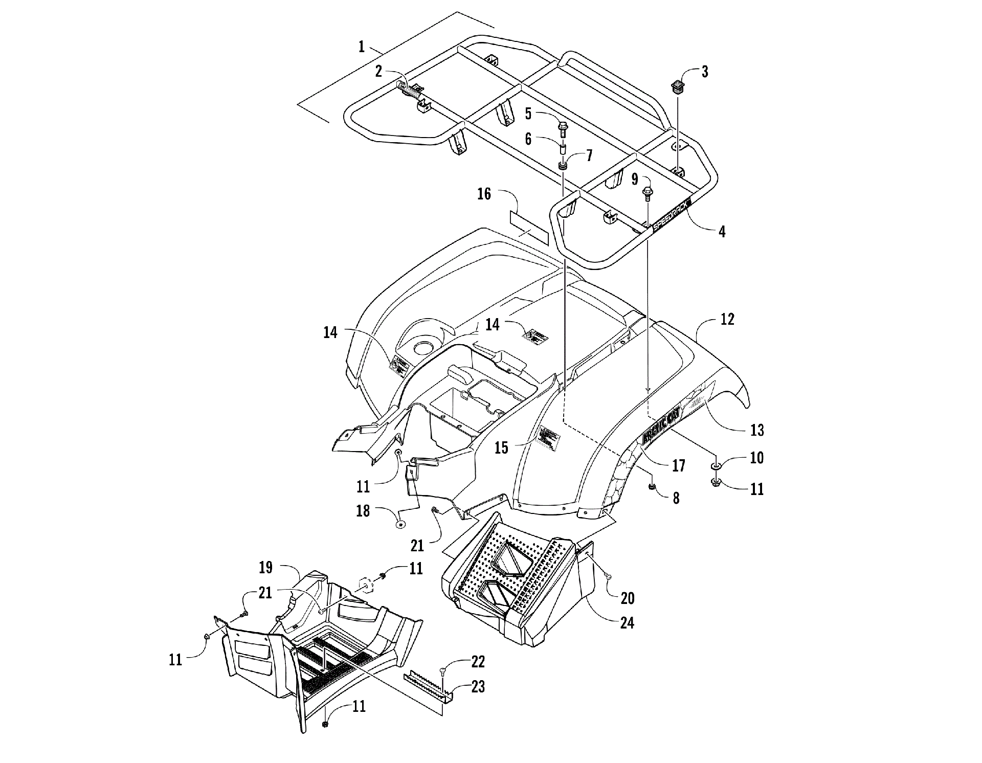 задний RACK, кузов PANEL, и FOOTWELL ASSEMBLIES [301329]