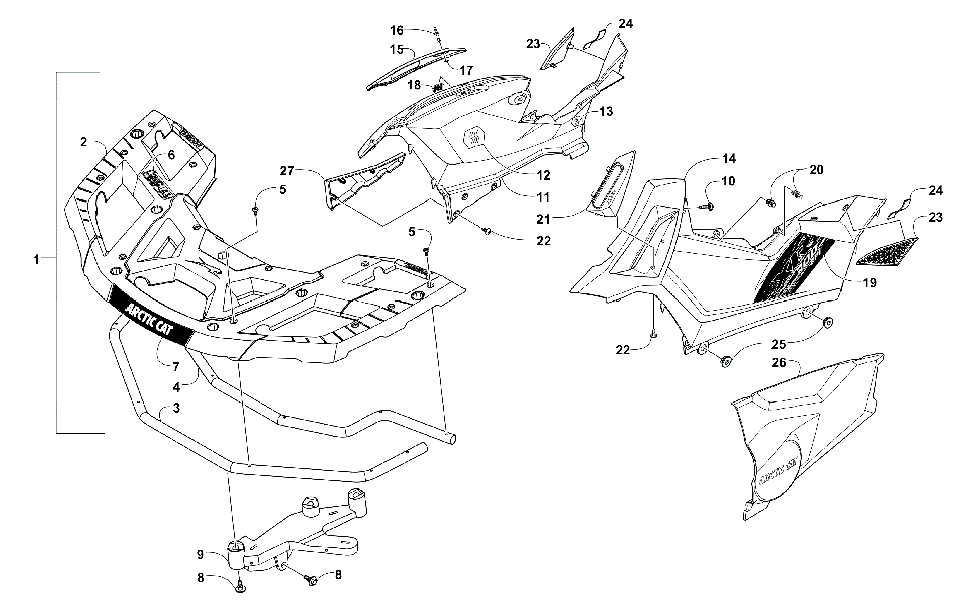 Передняя часть RACK AND SIDE PANEL ASSEMBLIES [300772]