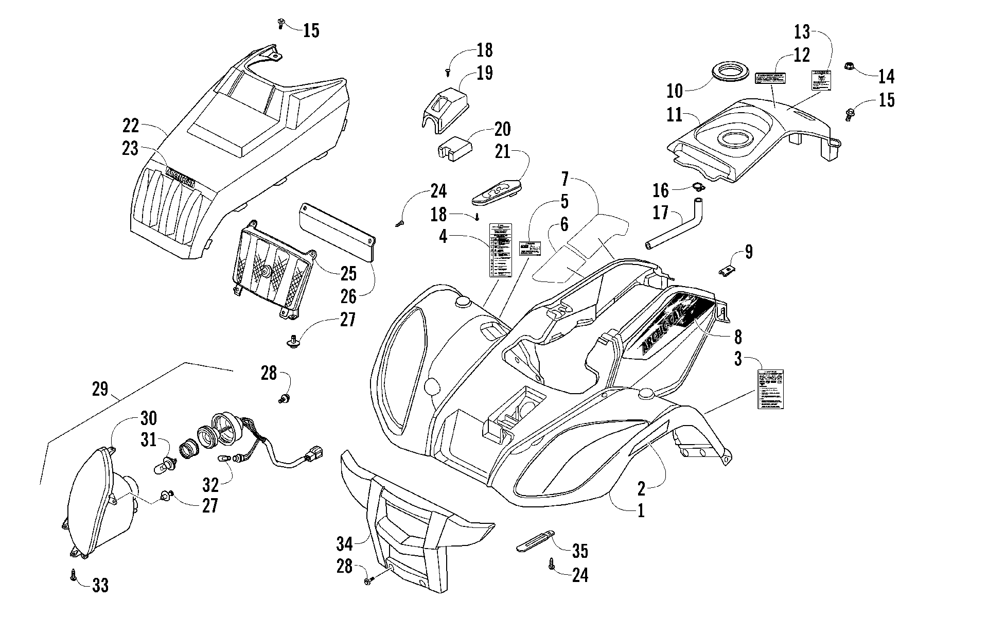 Передняя часть BODY PANEL AND HEADLIGHT ASSEMBLIES [100358]