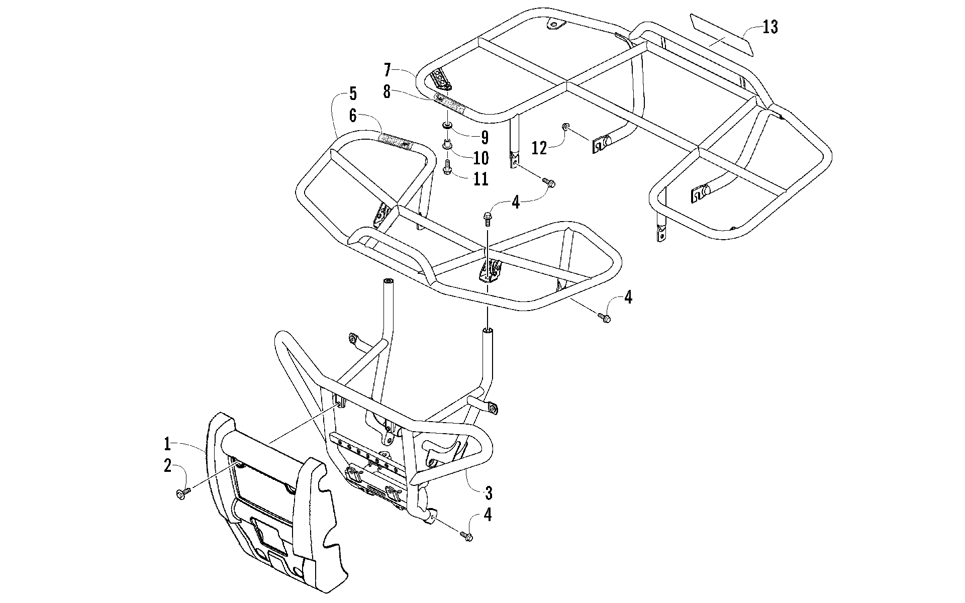Передняя часть BUMPER, FRONT RACK, AND REAR RACK ASSEMBLY [97497]