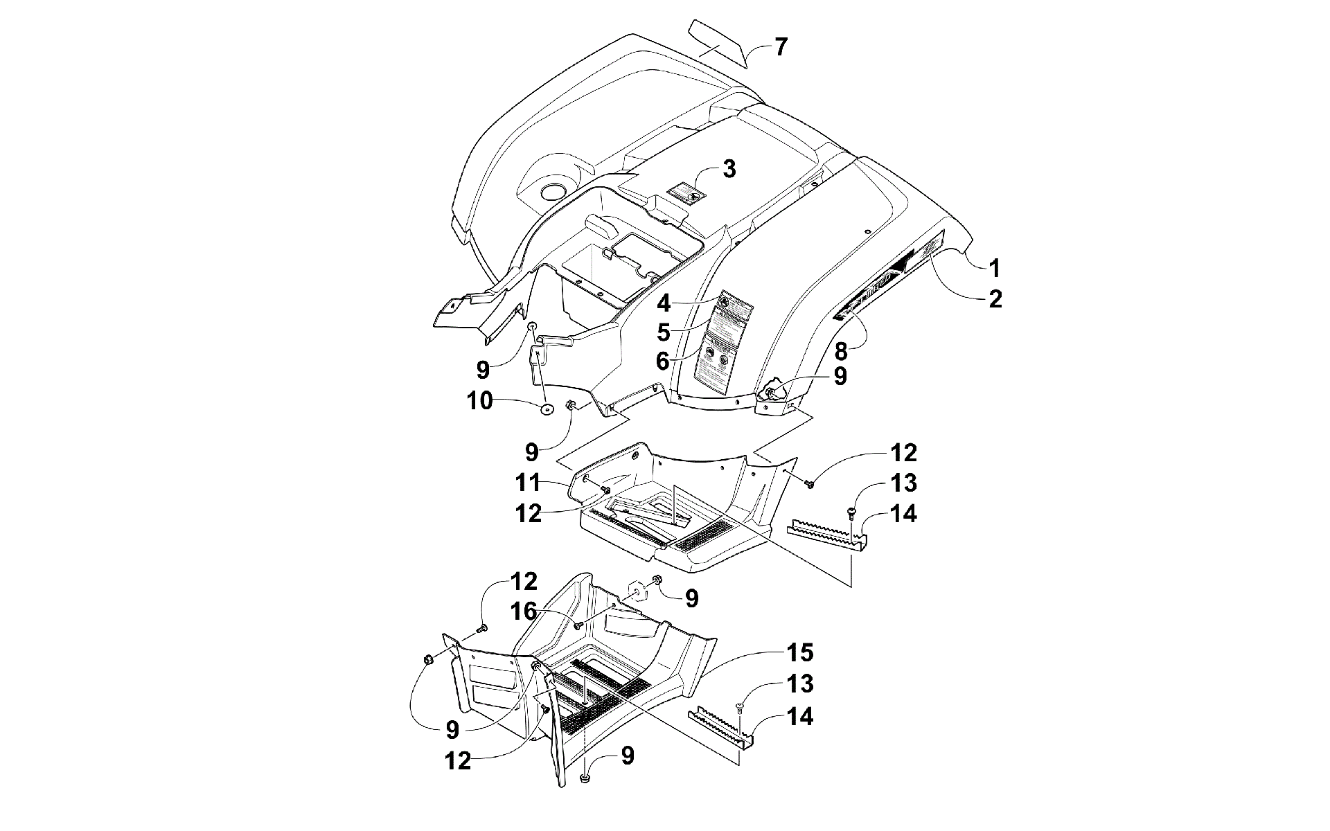 задний кузов панель и FOOTWELL ASSEMBLIES [300353]