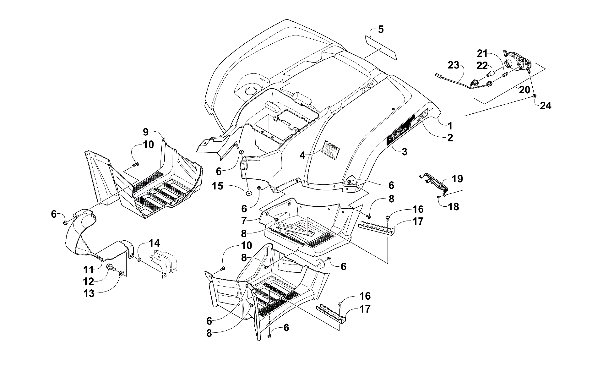 задний кузов панель и FOOTWELL ASSEMBLIES [300935]