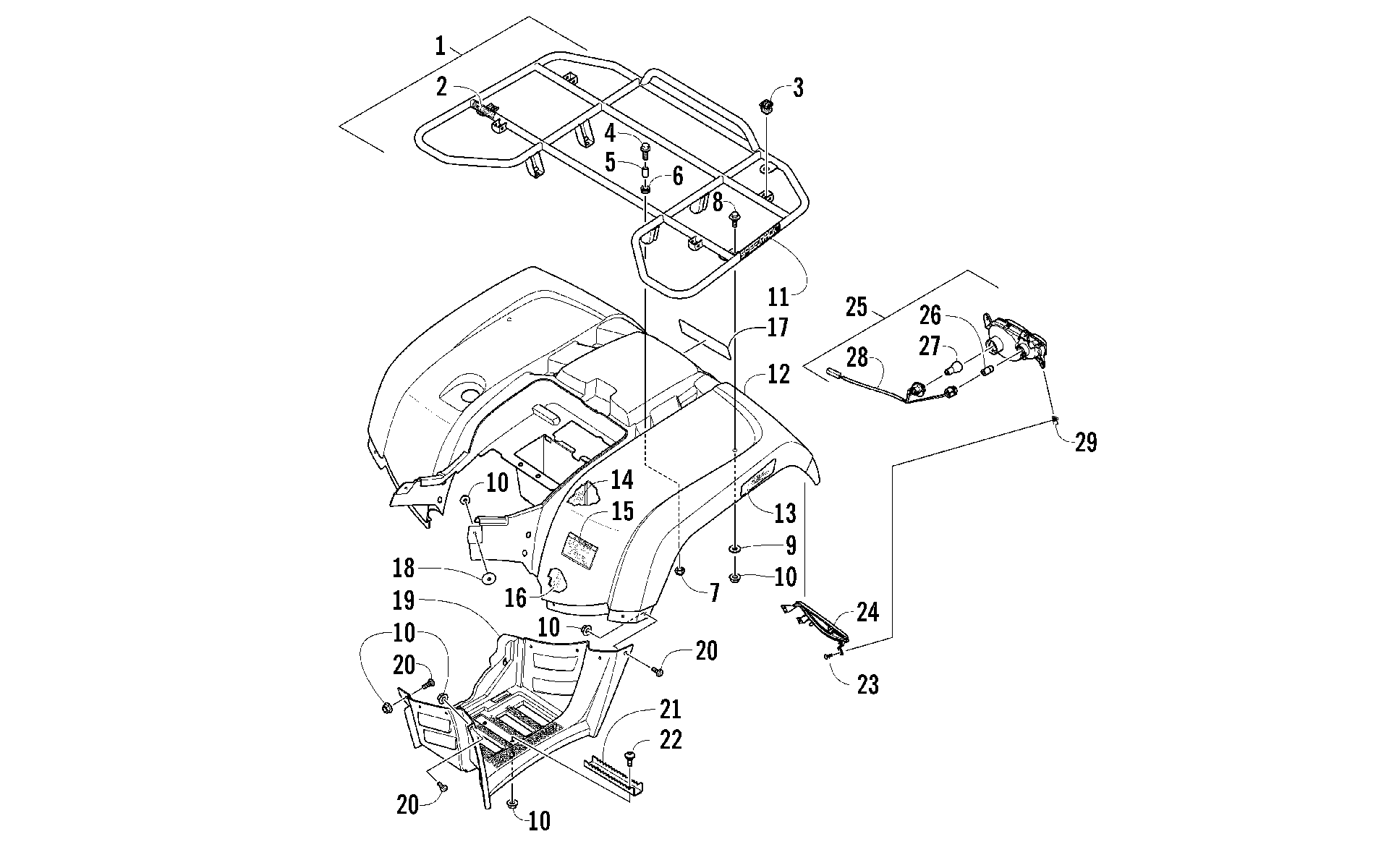 задний RACK, кузов PANEL, и FOOTWELL ASSEMBLIES [99815]