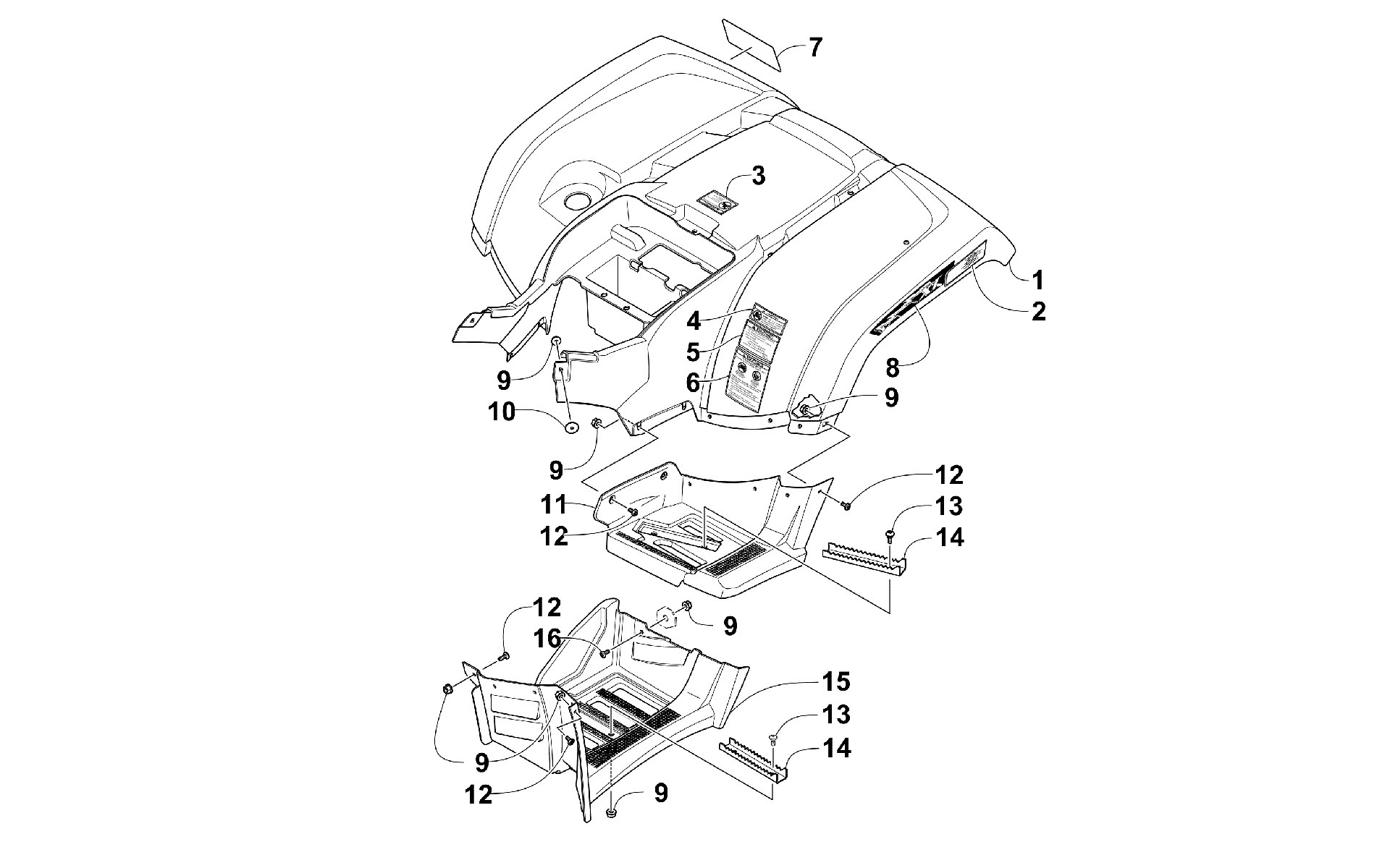 задний кузов панель и FOOTWELL ASSEMBLIES [300195]