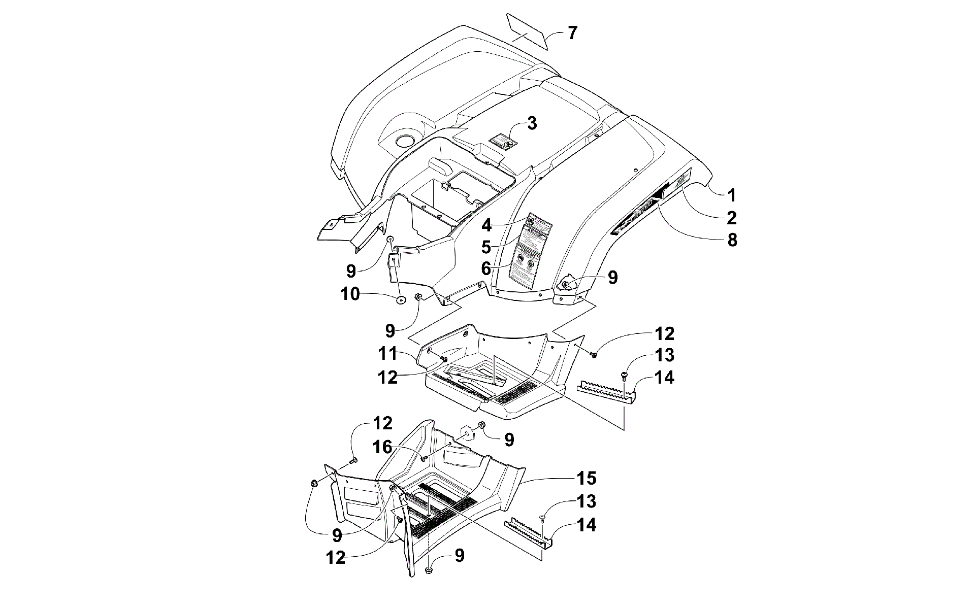 задний кузов панель и FOOTWELL ASSEMBLIES [300305]