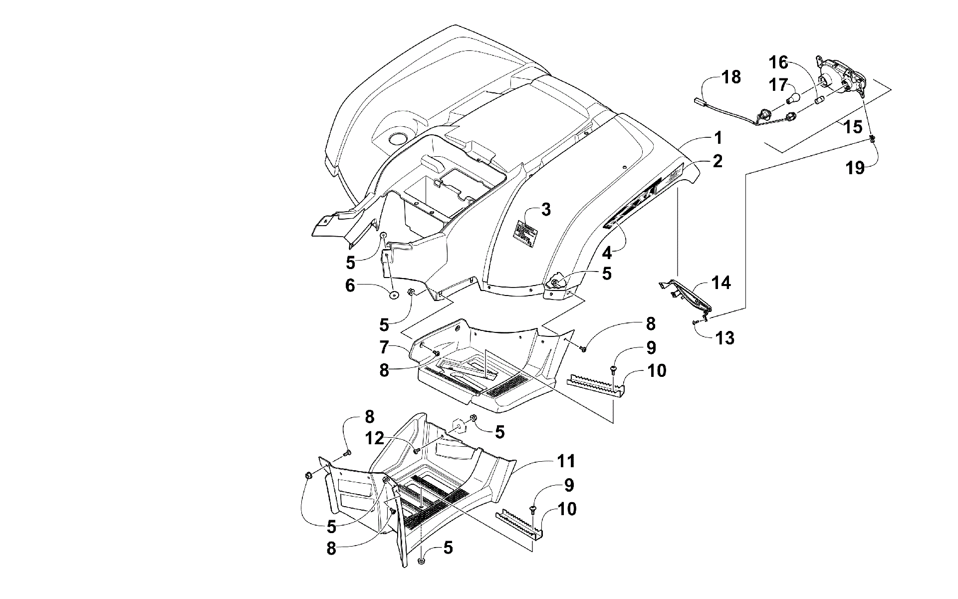 задний кузов панель и FOOTWELL ASSEMBLIES [300102]