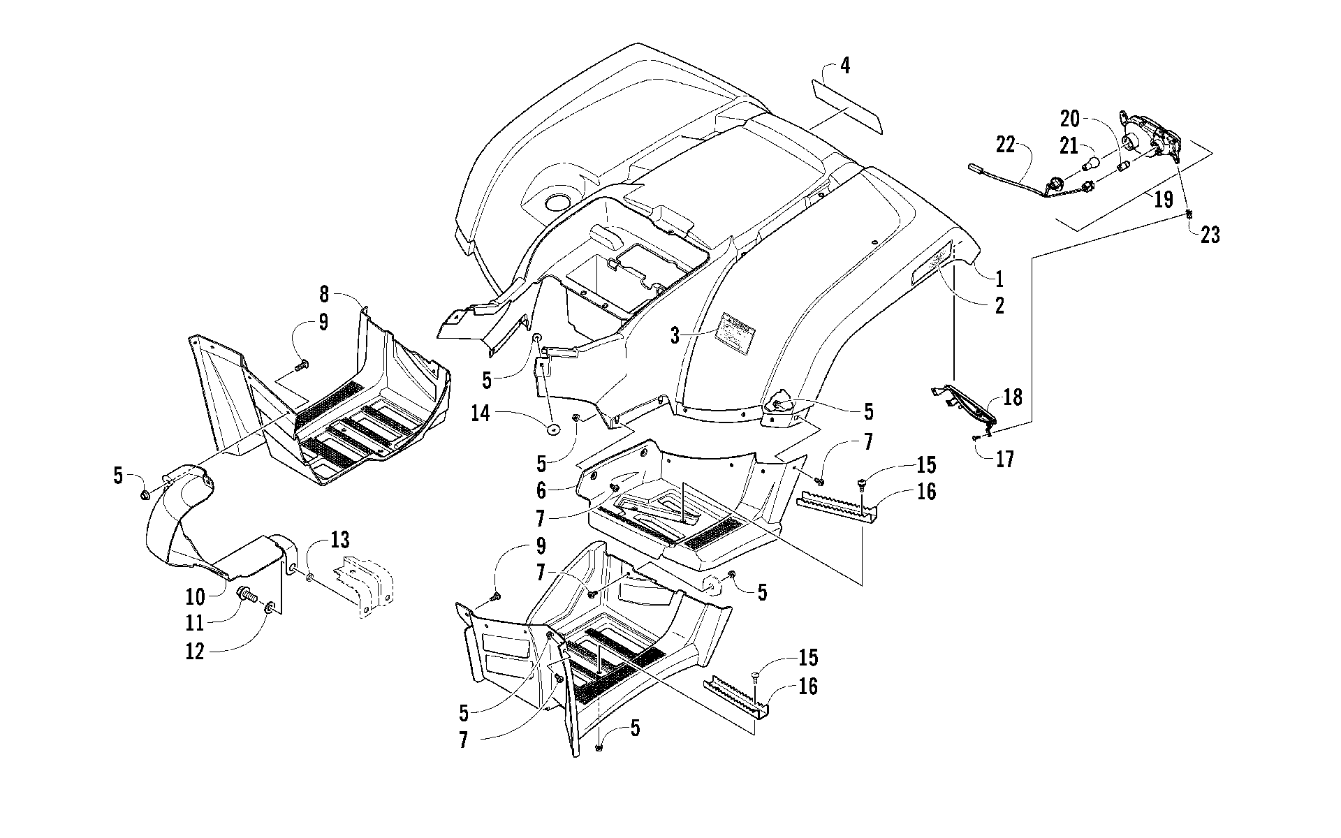 задний кузов панель и FOOTWELL ASSEMBLIES [100302]