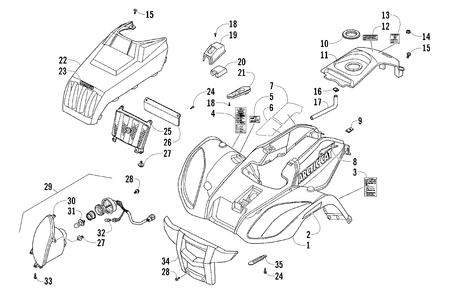 Передняя часть BODY PANEL AND HEADLIGHT ASSEMBLIES [98155]