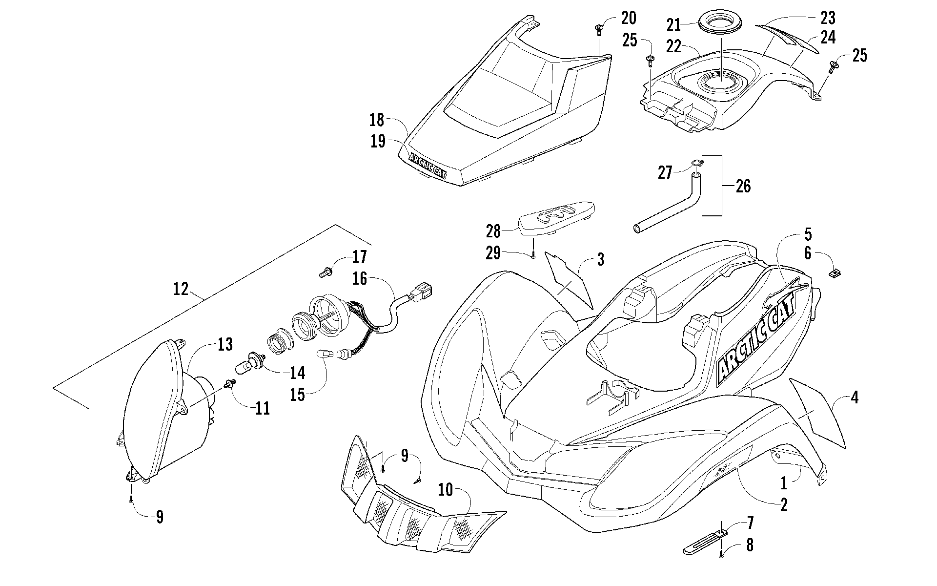 Передняя часть BODY AND HEADLIGHT ASSEMBLY [97495]