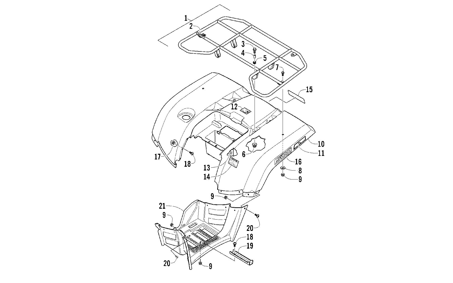 задний RACK, кузов PANEL, и FOOTWELL ASSEMBLIES [97315]