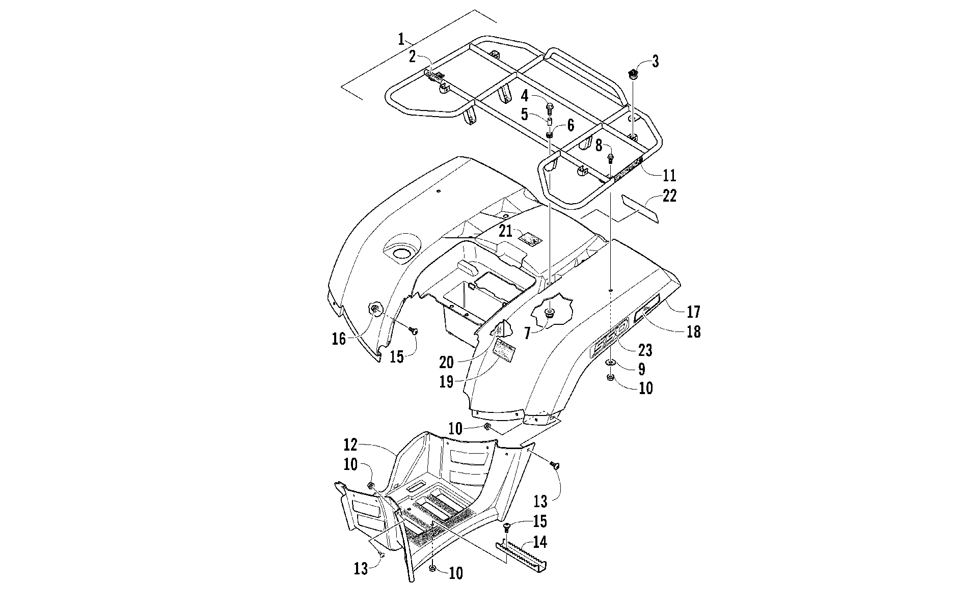 задний RACK, кузов PANEL, и FOOTWELL ASSEMBLIES [97167]