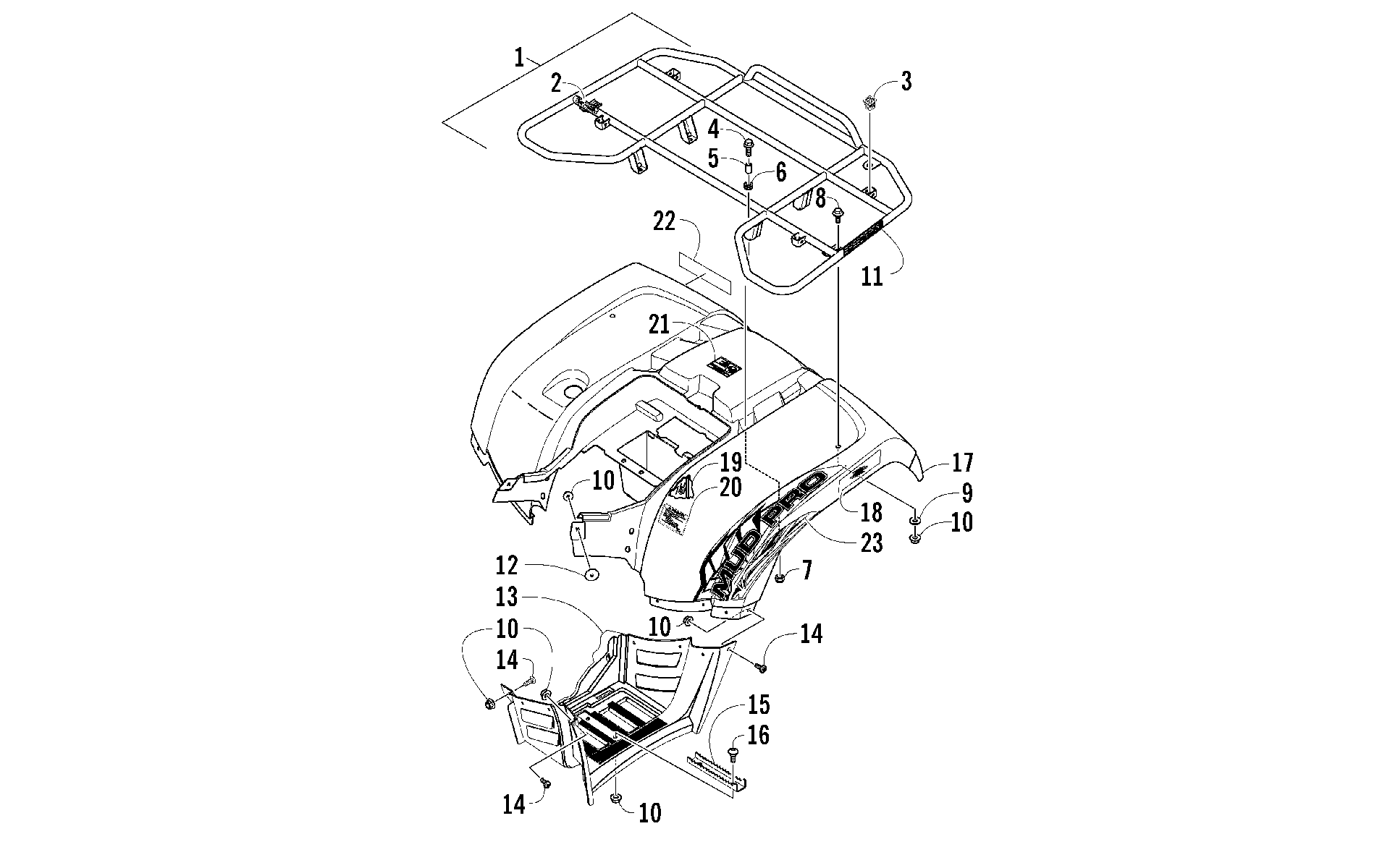 задний RACK, кузов PANEL, и FOOTWELL ASSEMBLIES [97636]