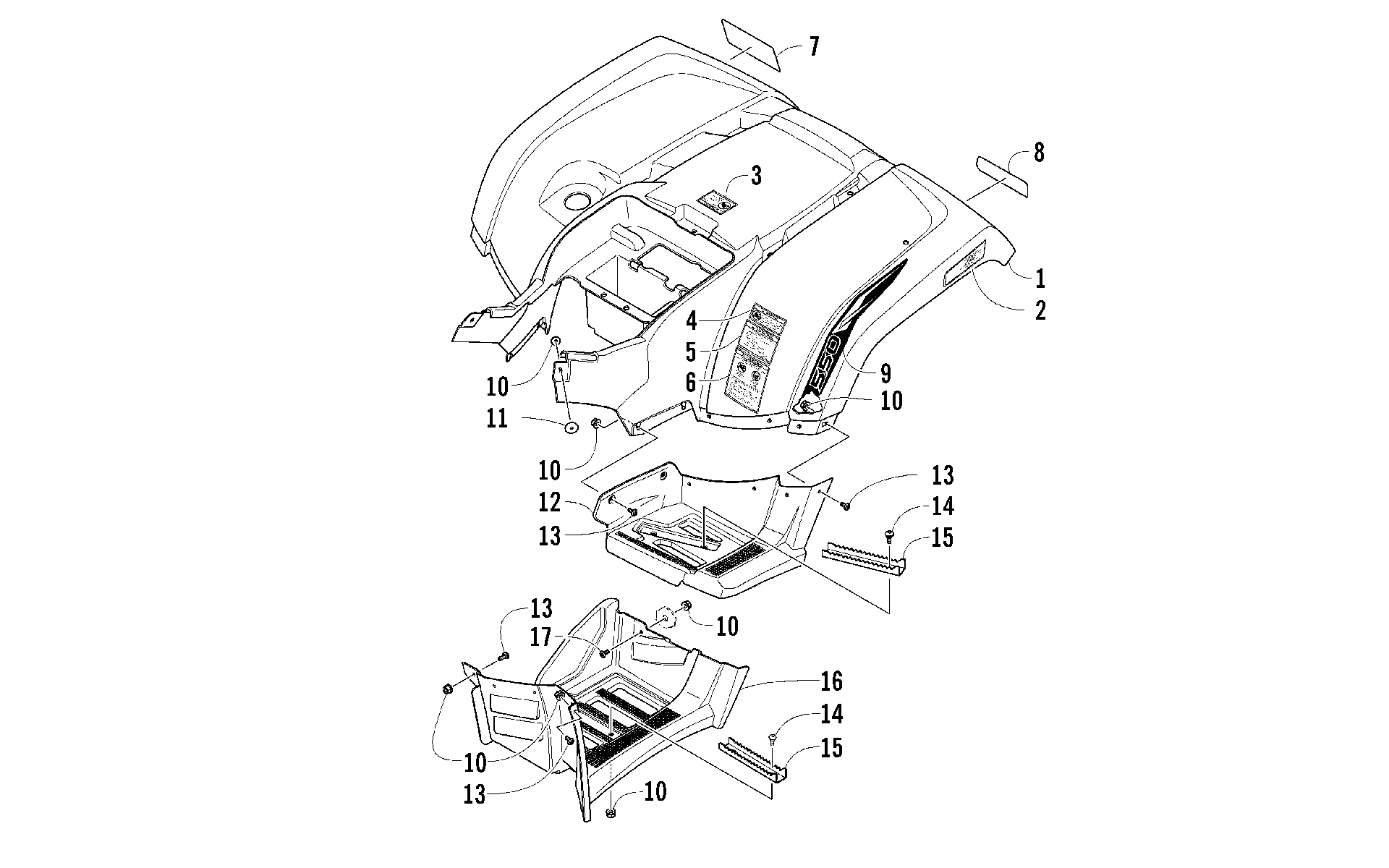 задний кузов панель и FOOTWELL ASSEMBLIES [98020]