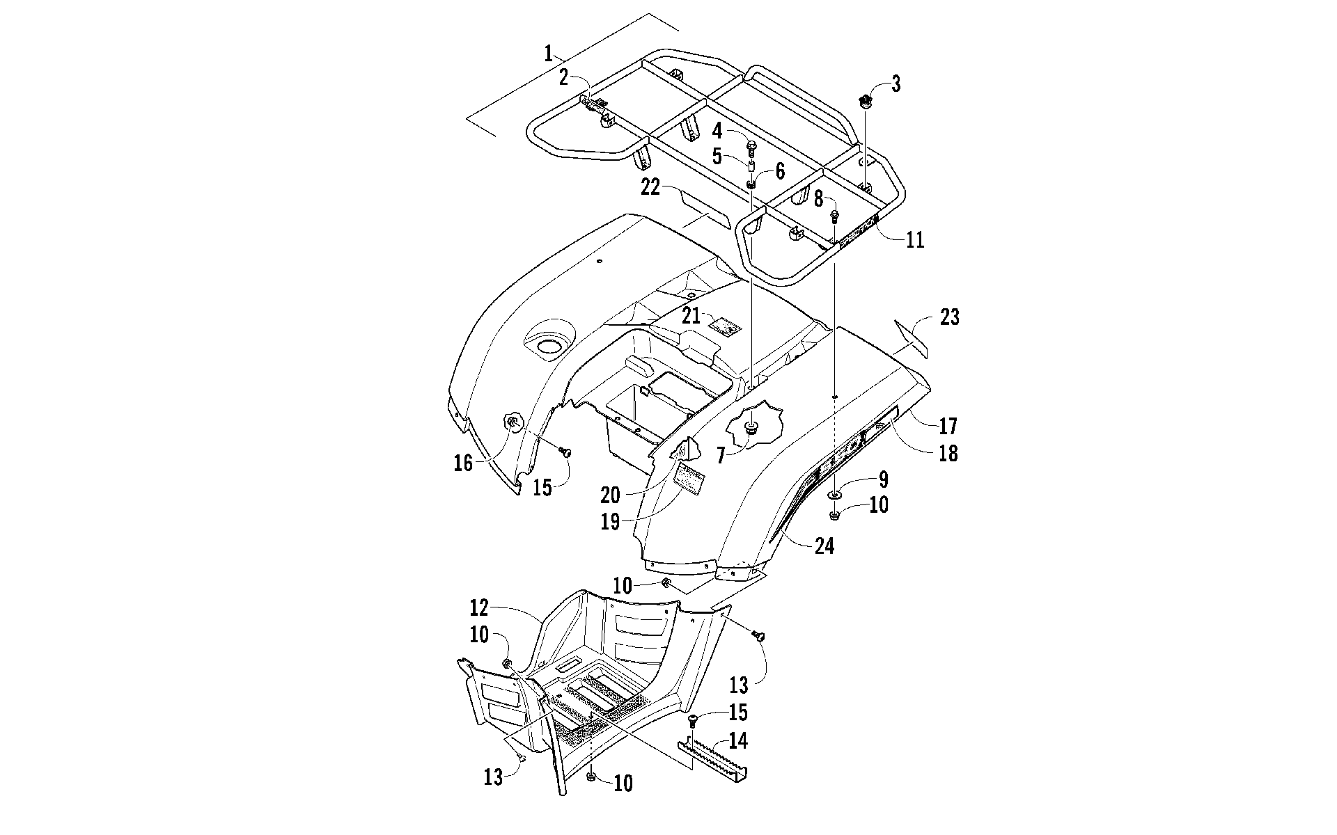 задний RACK, кузов PANEL, и FOOTWELL ASSEMBLIES [97192]
