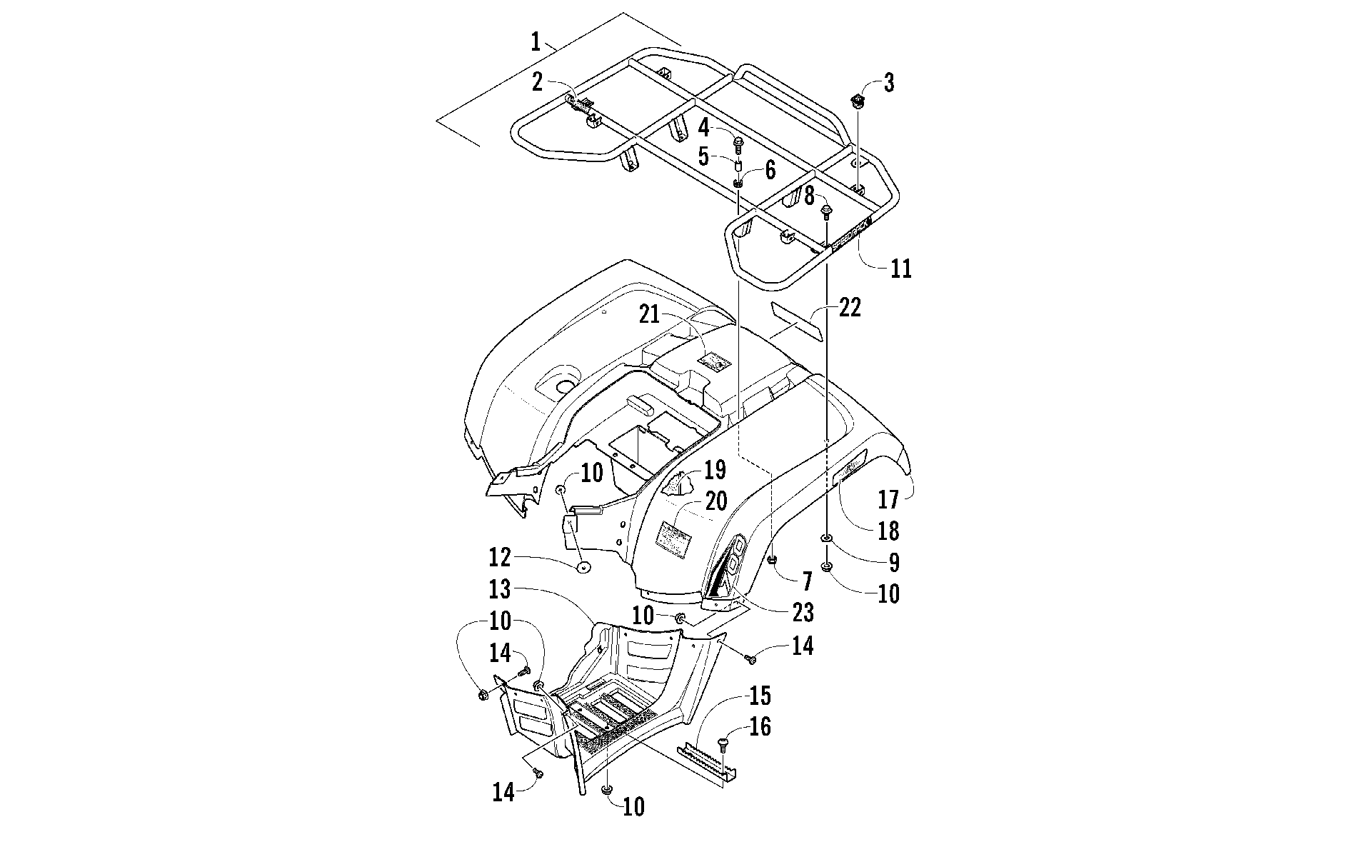 задний RACK, кузов PANEL, и FOOTWELL ASSEMBLIES [98346]