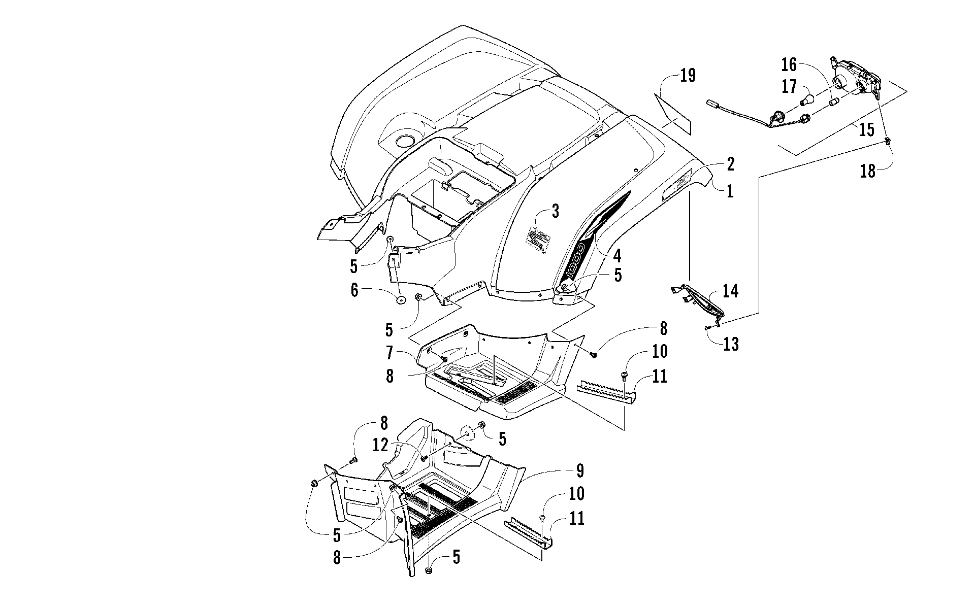 задний кузов панель и FOOTWELL ASSEMBLIES [97400]