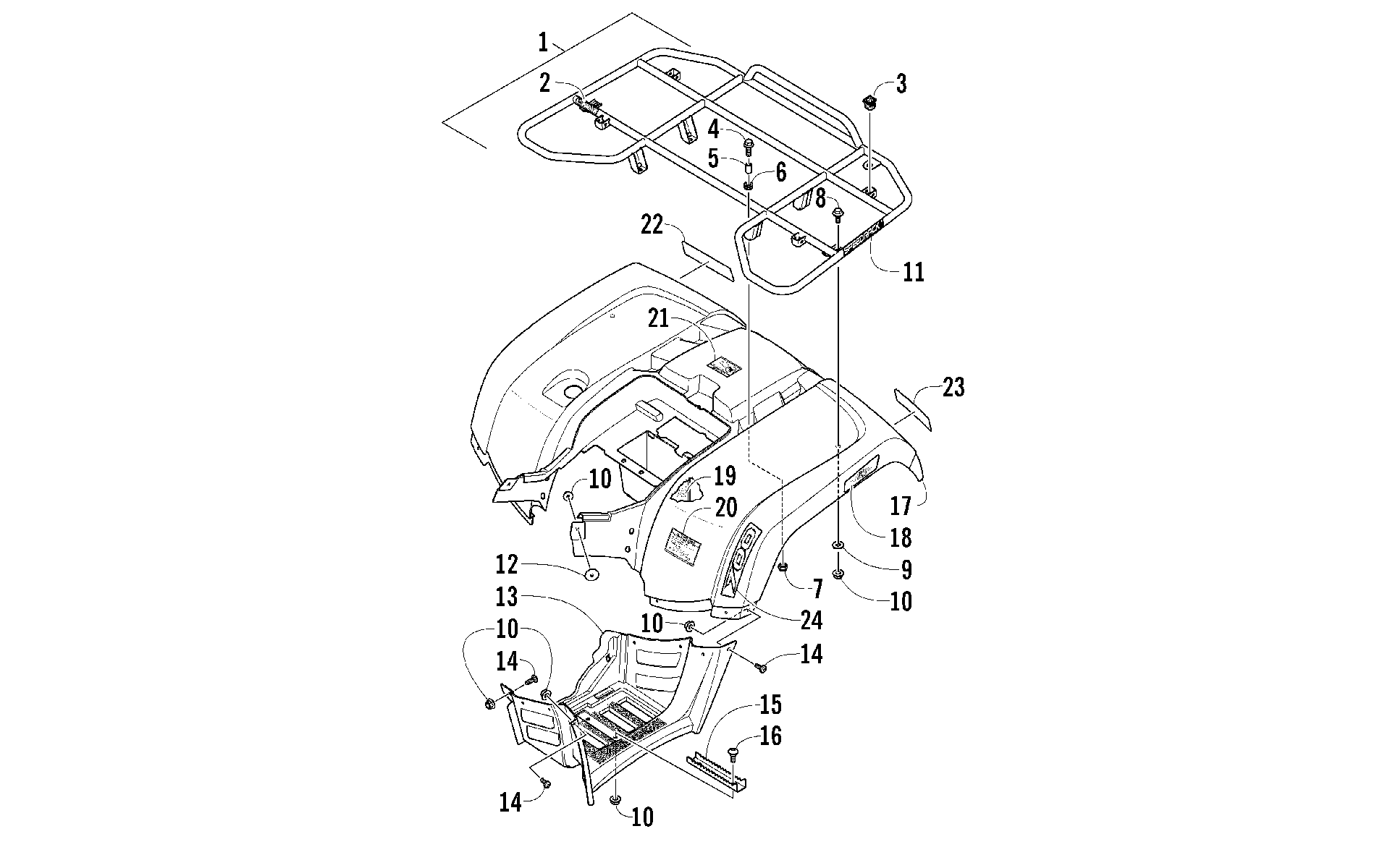 задний RACK, кузов PANEL, и FOOTWELL ASSEMBLIES [97385]