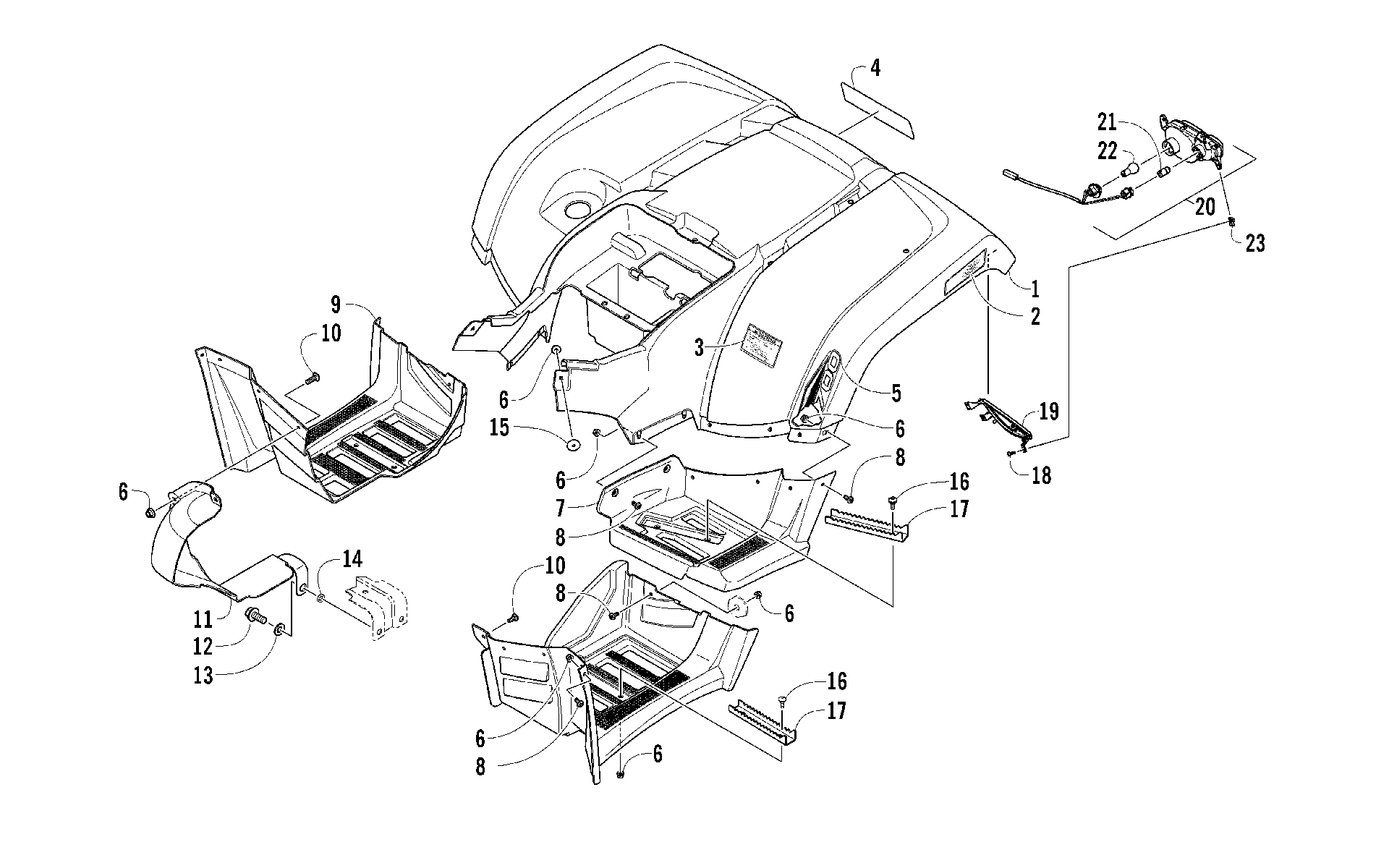 задний кузов панель и FOOTWELL ASSEMBLIES [96904]